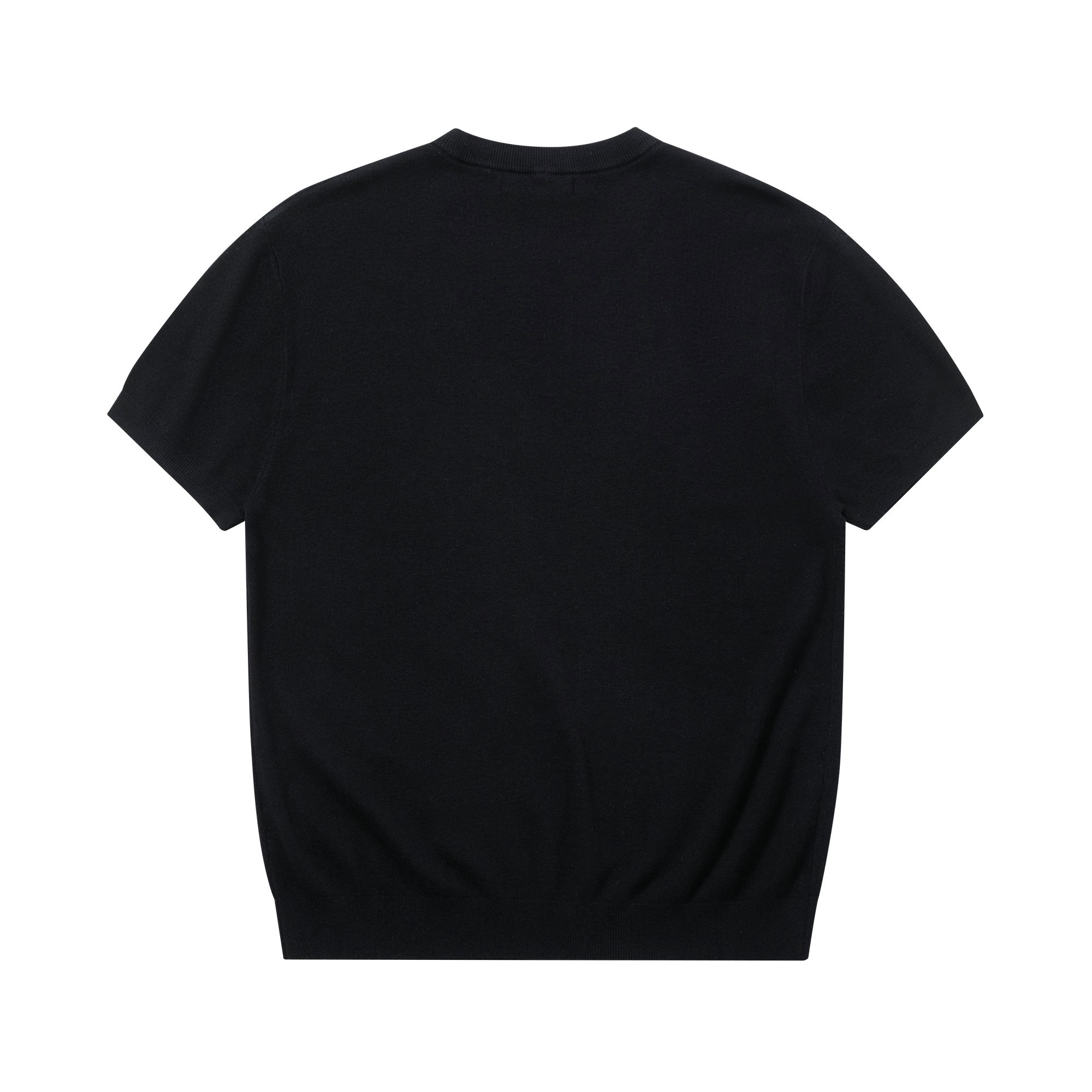 Black 80s Worsted Wool Blend Knitted Short Sleeves