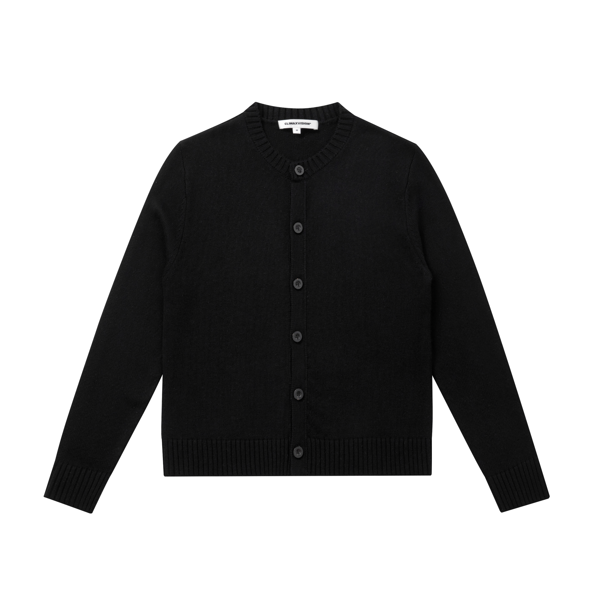 Black Sheep Wool Blend Classic Crew Neck Long Sleeve Cardigan 