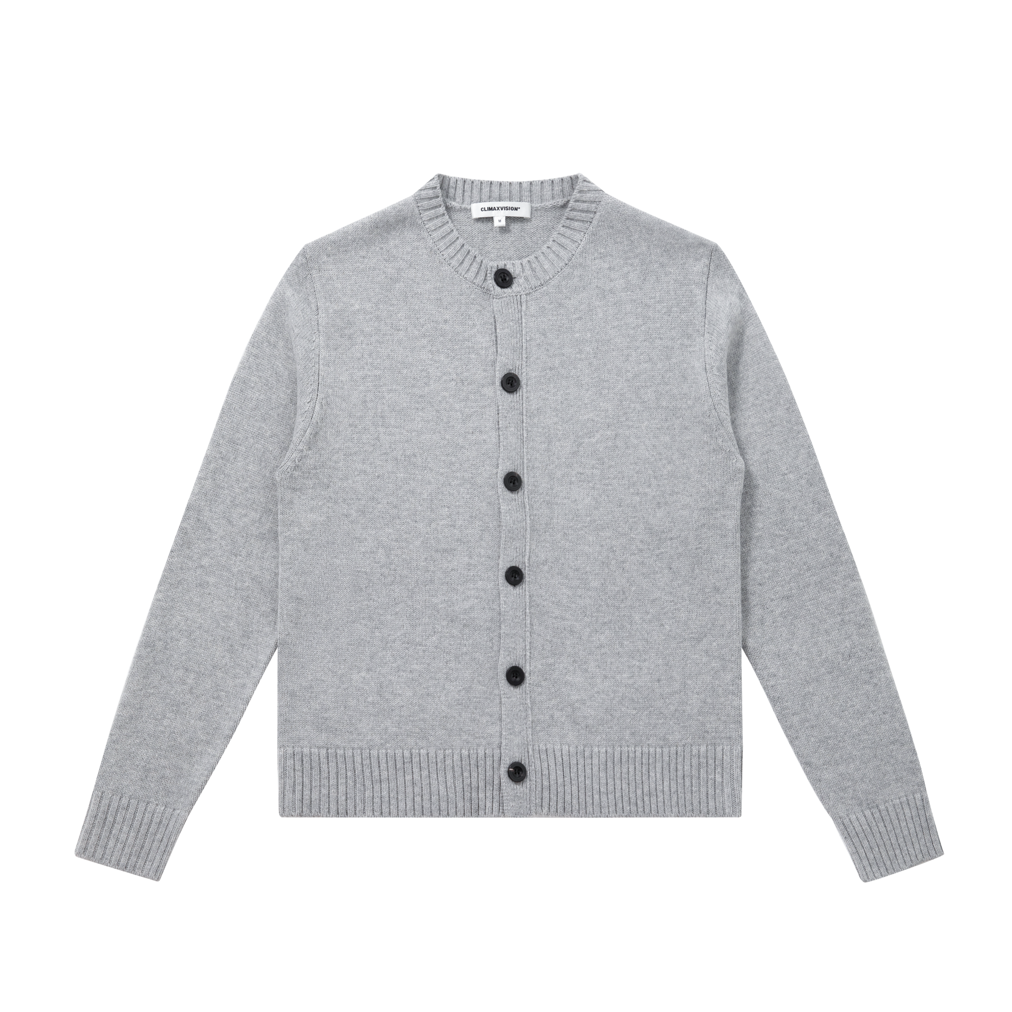 Gray Sheep Wool Blend Classic Crew Neck Long Sleeve Cardigan