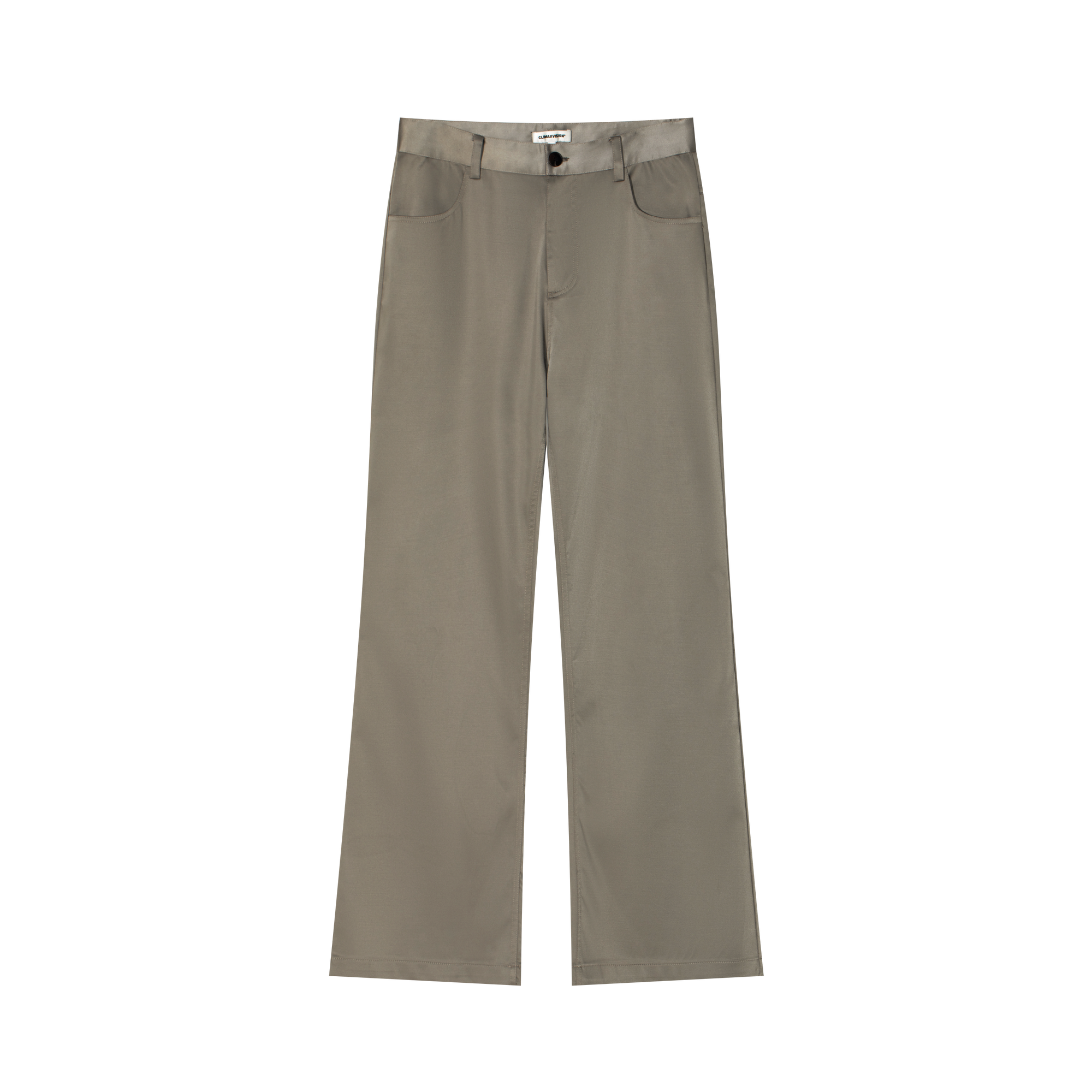 Sage Green Flared Satin Slim Fit Trousers