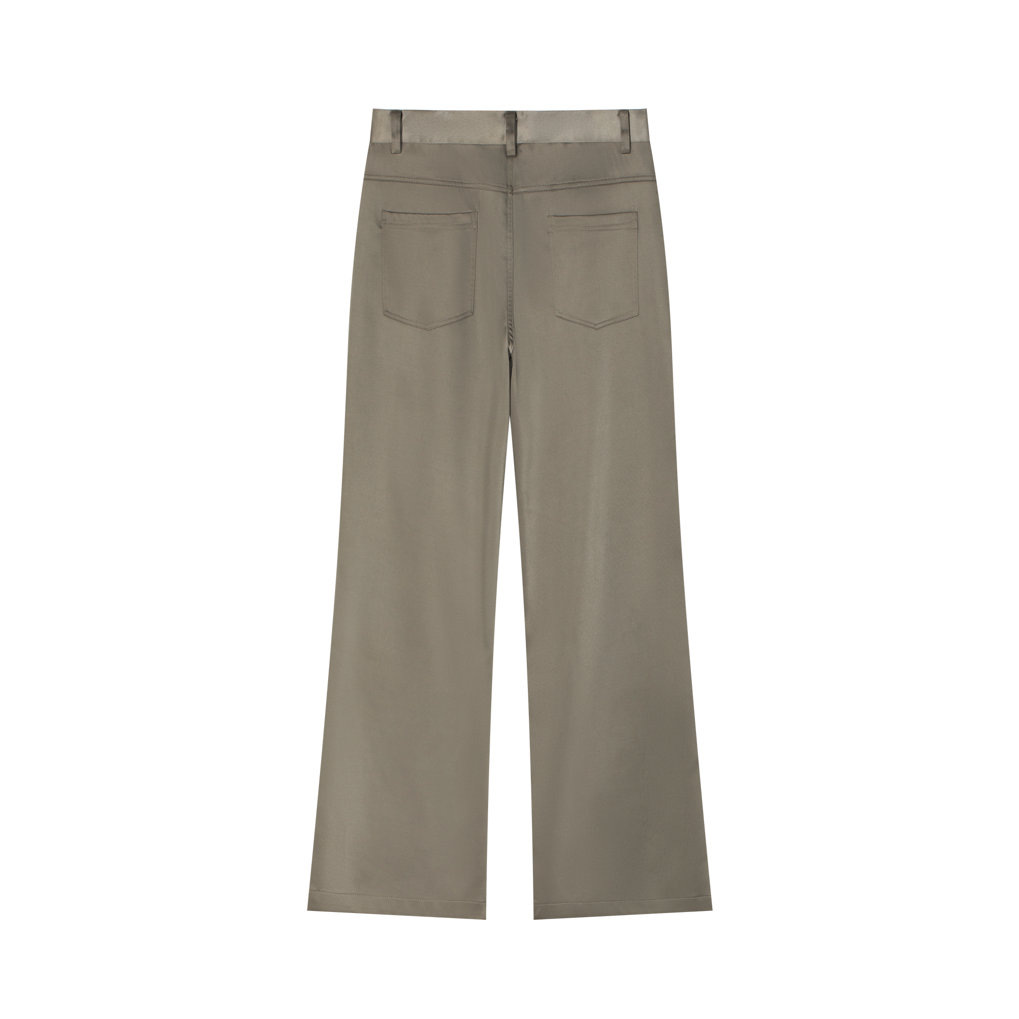 Sage Green Flared Satin Slim Fit Trousers