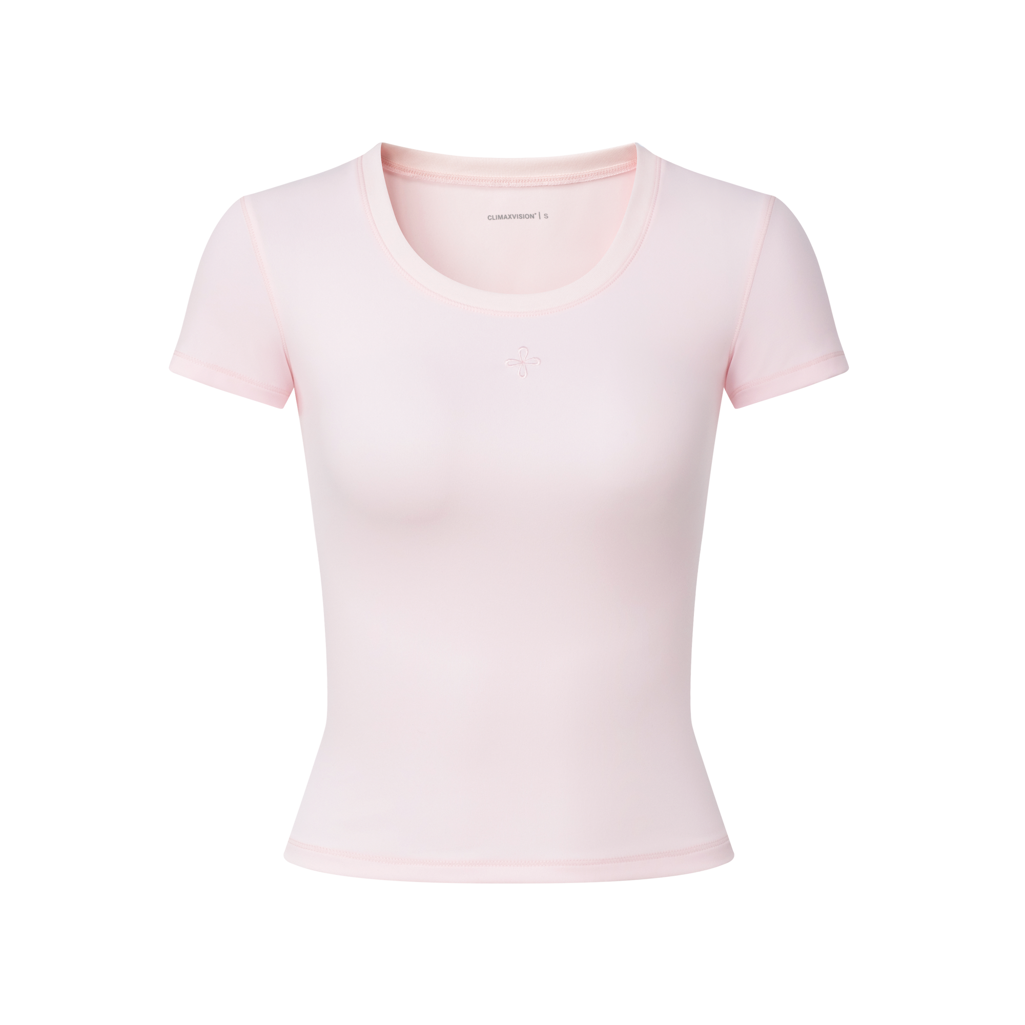 Pink Cross Shaped U-Neck Short-Sleeve T-Shirt