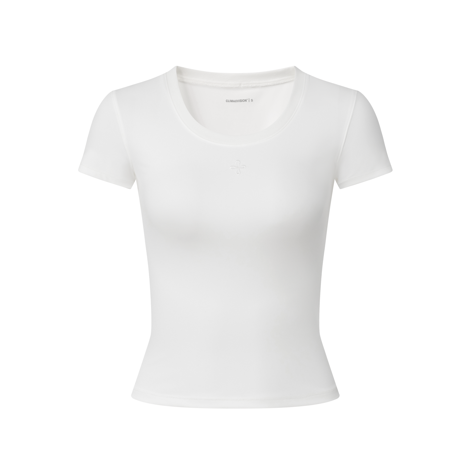 White Cross Shaped U-Neck Short-Sleeve T-Shirt