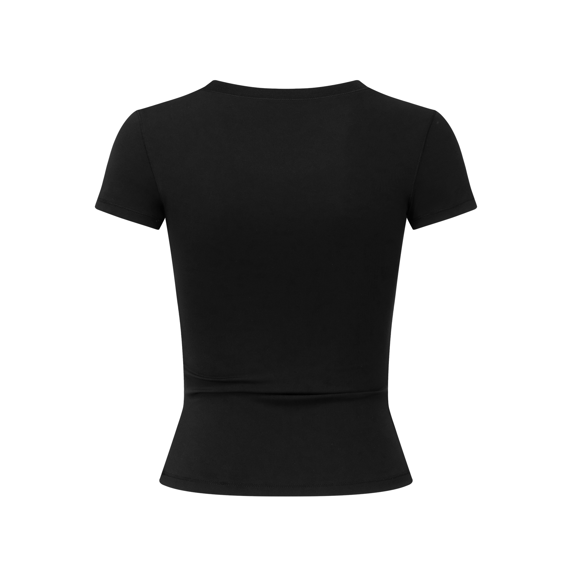 Black Cross Shaped U-Neck Short-Sleeve T-Shirt