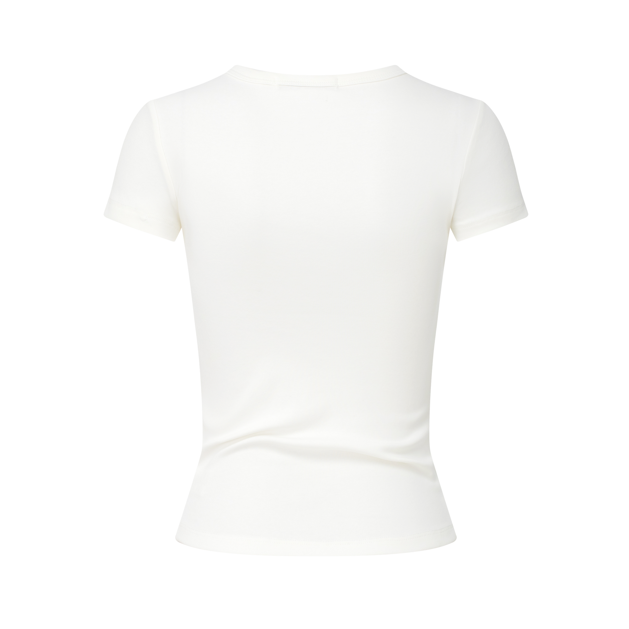 White Hollow-out Cross Embroidery Slim Fit Short Sleeve