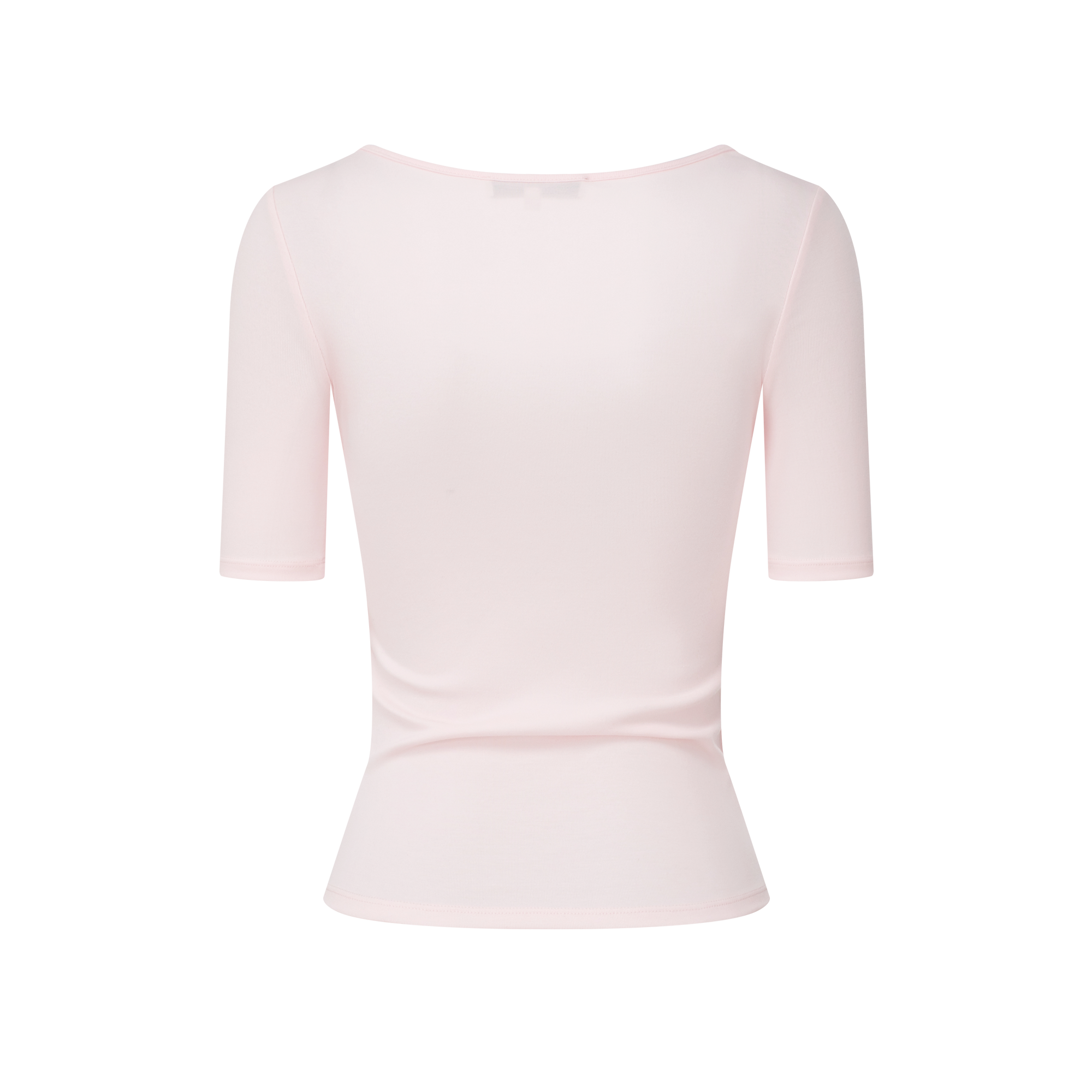 Pink Lyocell Cross Mid-Sleeve T-Shirt
