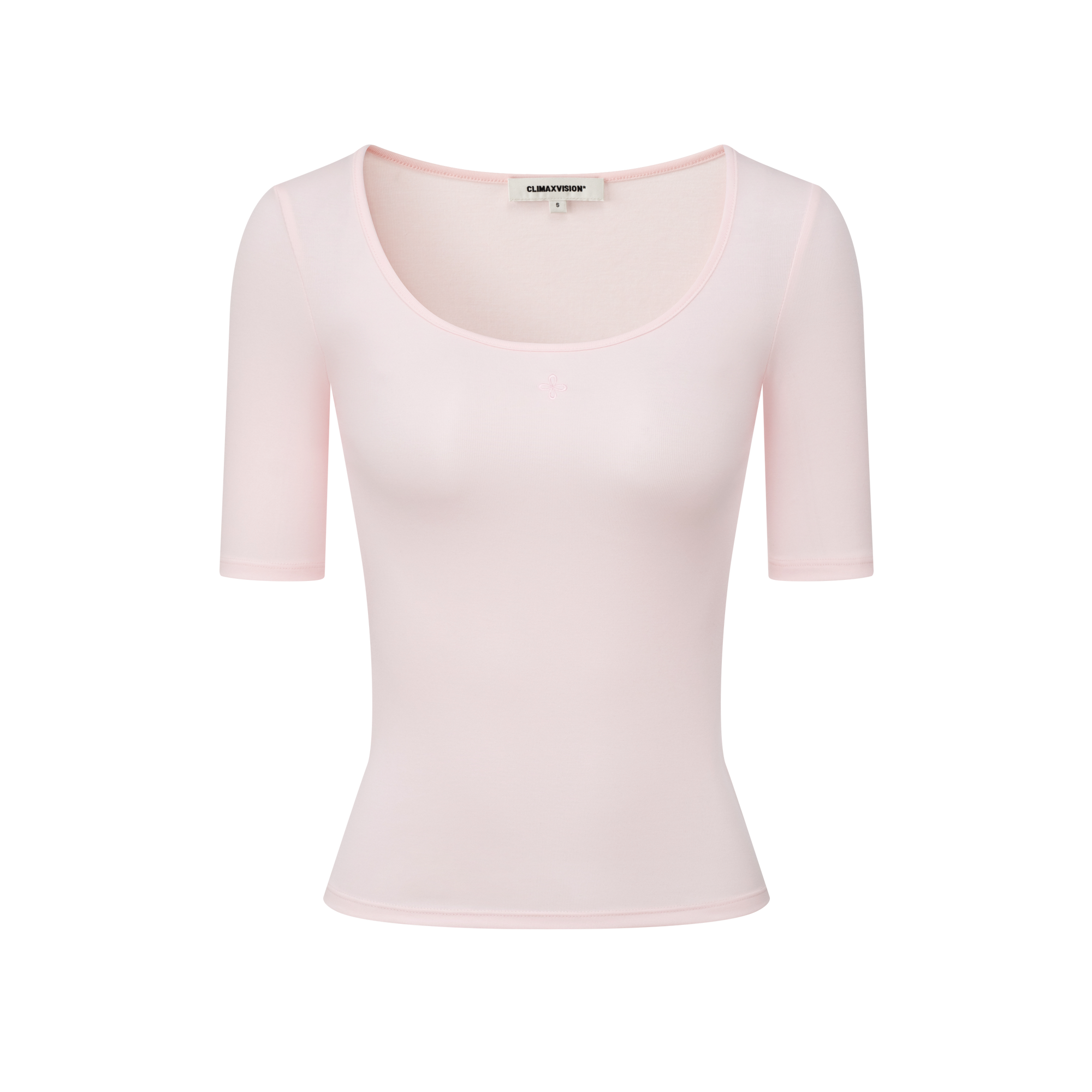 Pink Lyocell Cross Mid-Sleeve T-Shirt