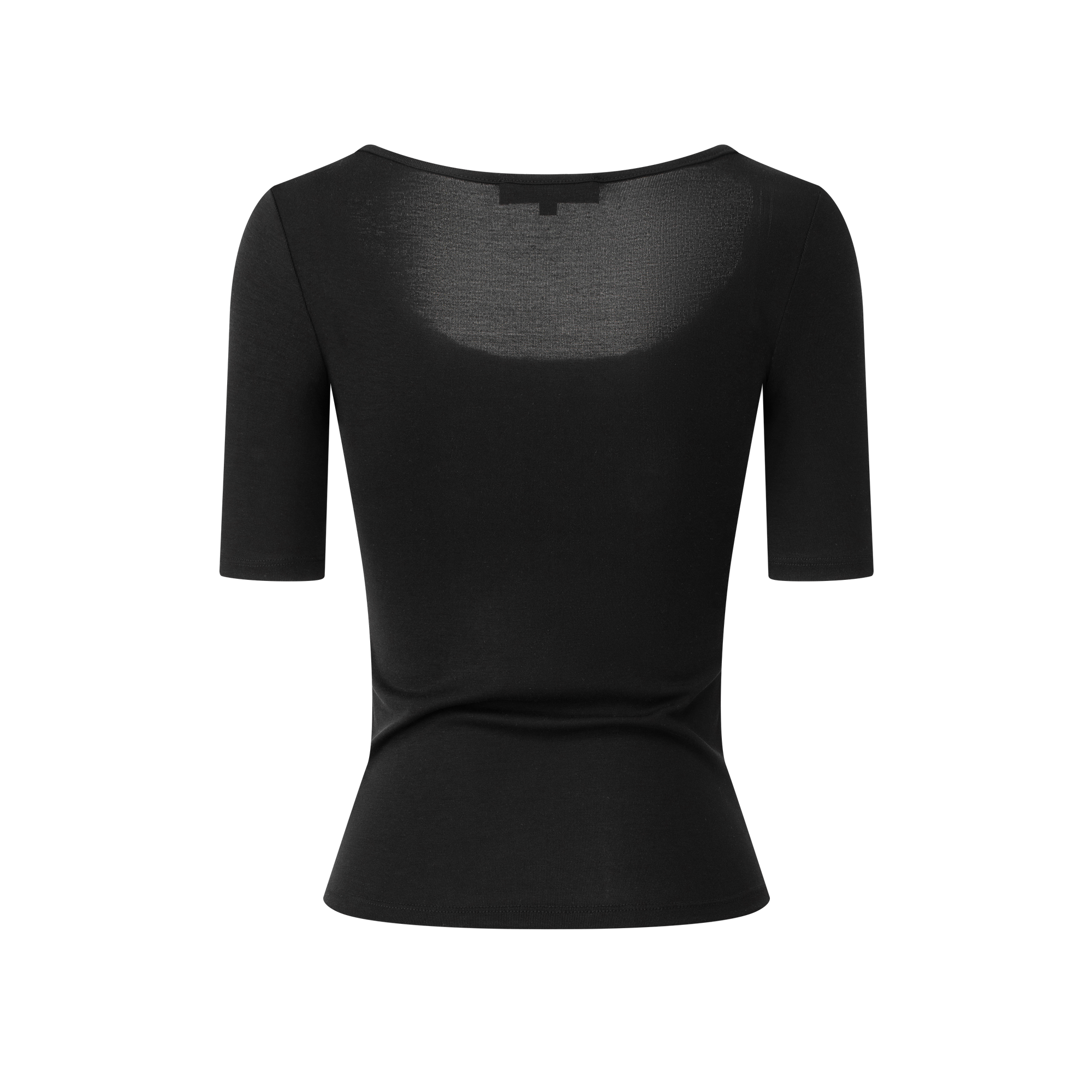 Black Lyocell Cross Mid-Sleeve T-Shirt