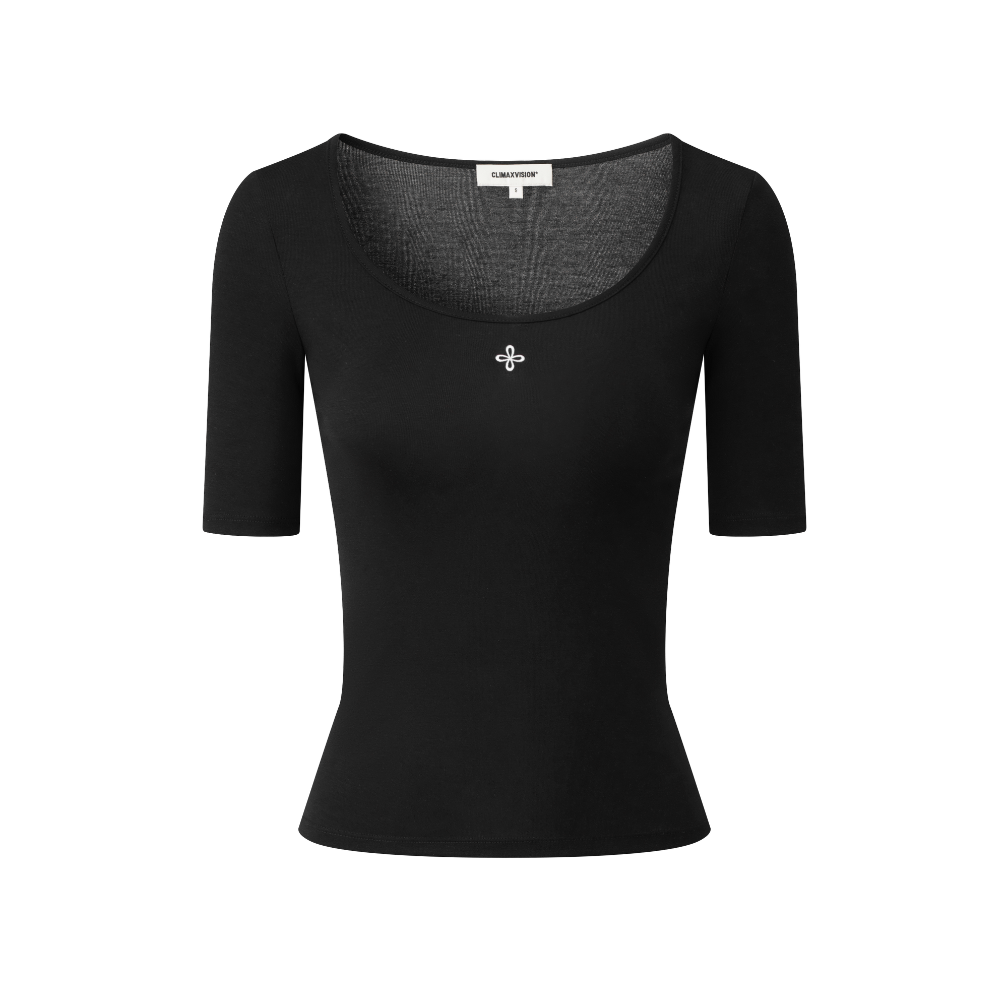 Black Lyocell Cross Mid-Sleeve T-Shirt