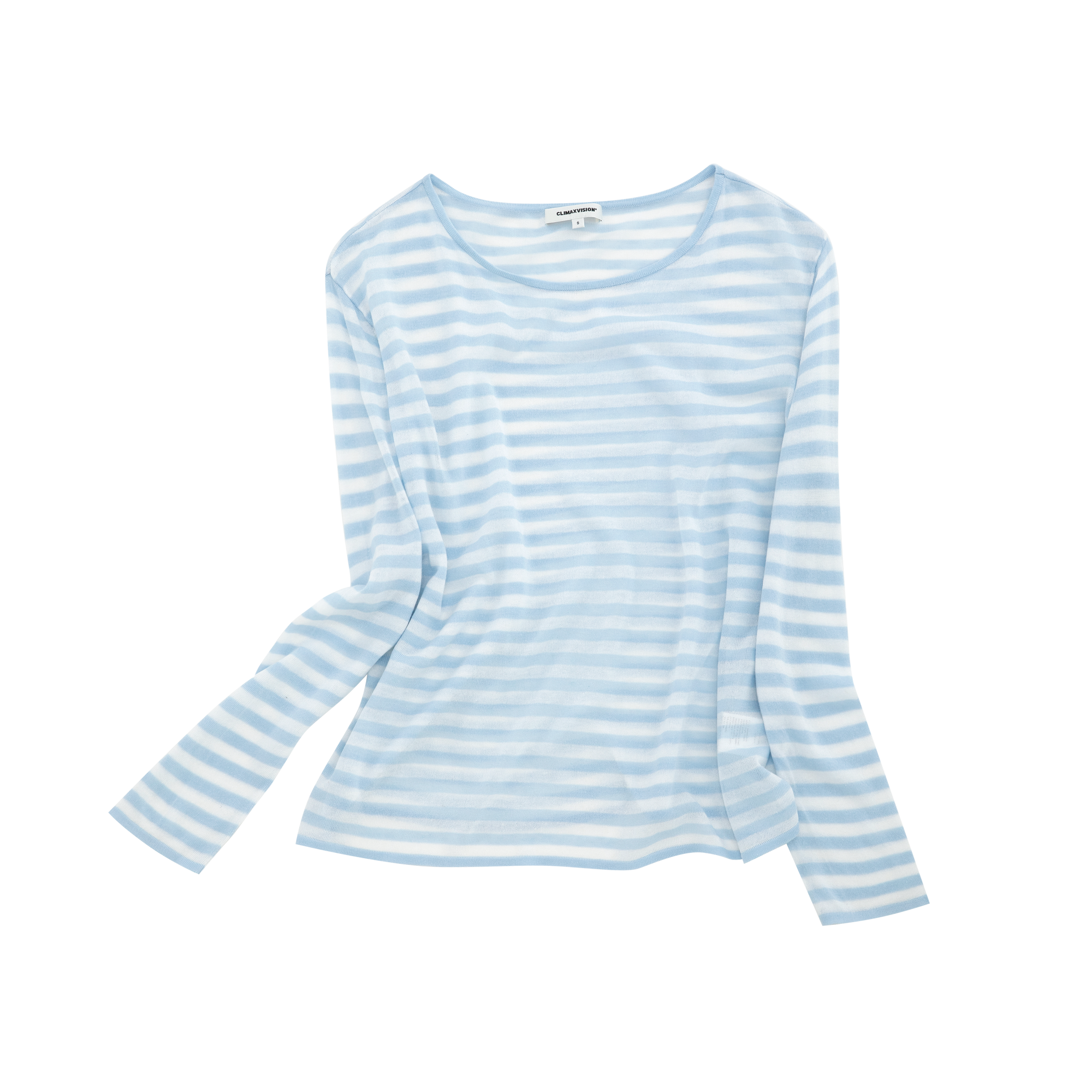 Blue Tencel Linen Striped Off-Shoulder Cover-Up T-Shirt