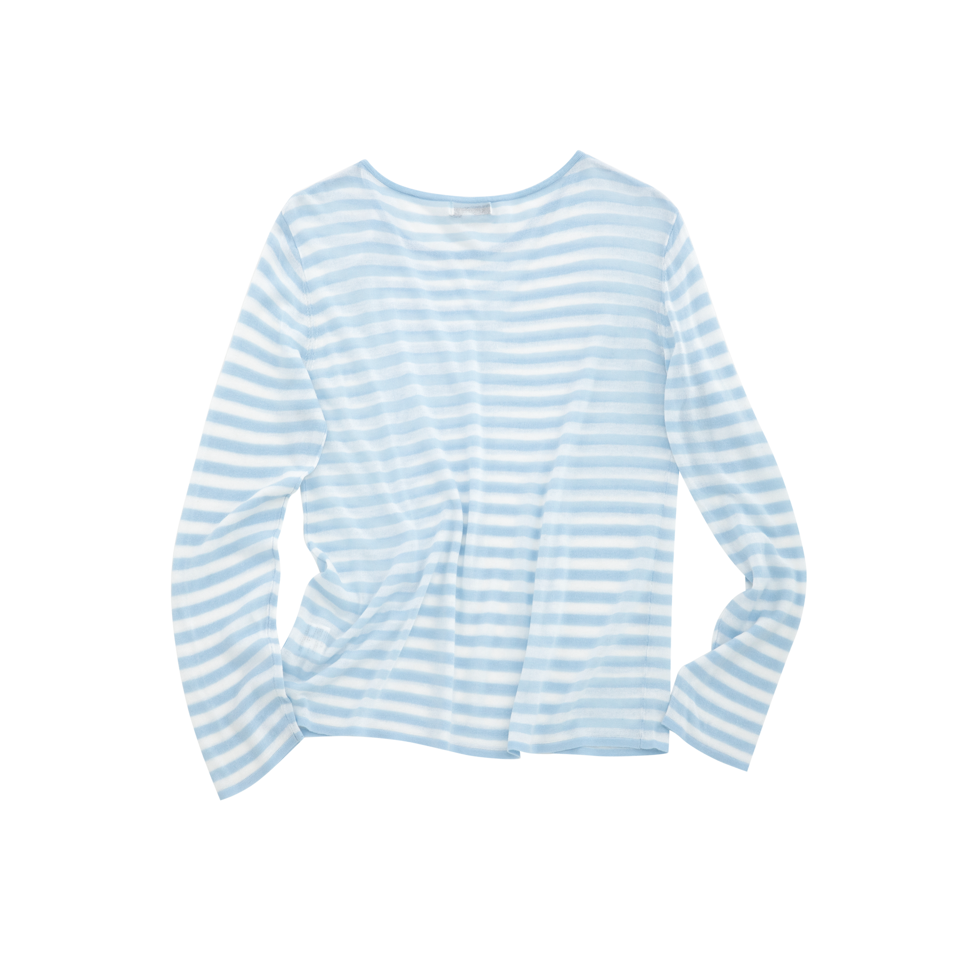 Blue Tencel Linen Striped Off-Shoulder Cover-Up T-Shirt
