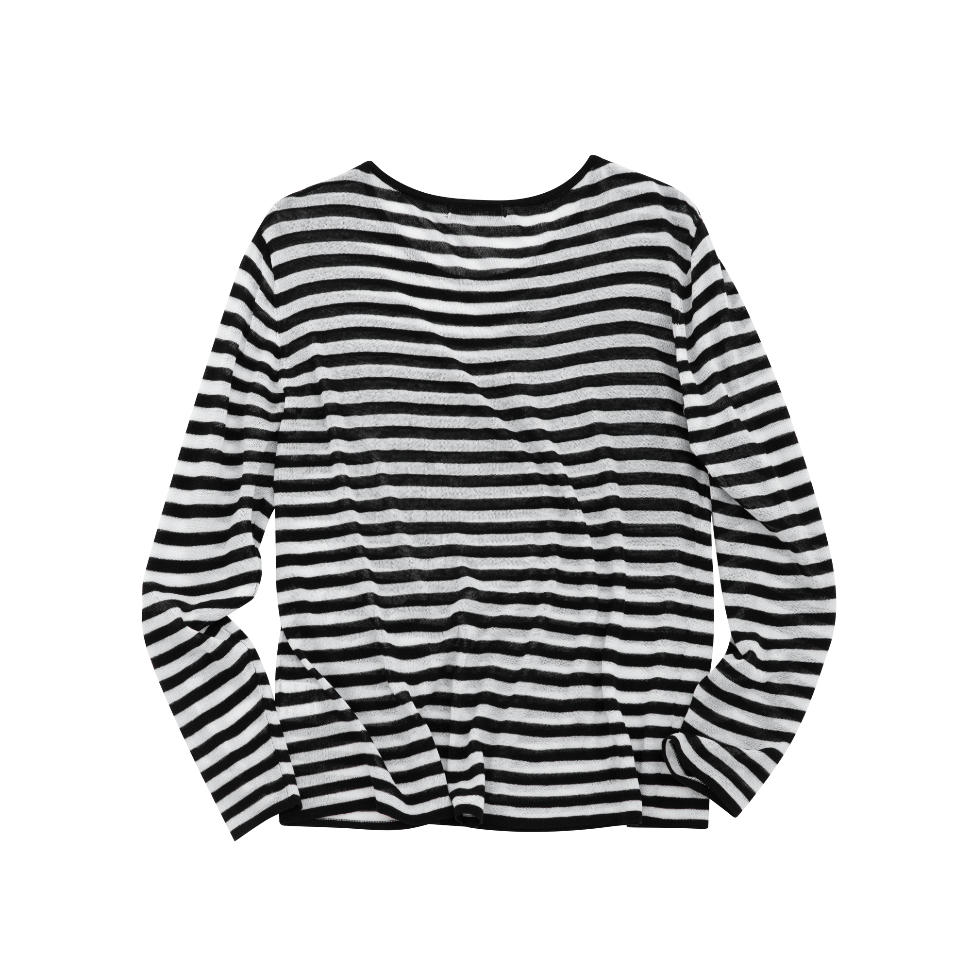 Black Tencel Linen Striped Off-Shoulder Cover-Up T-Shirt