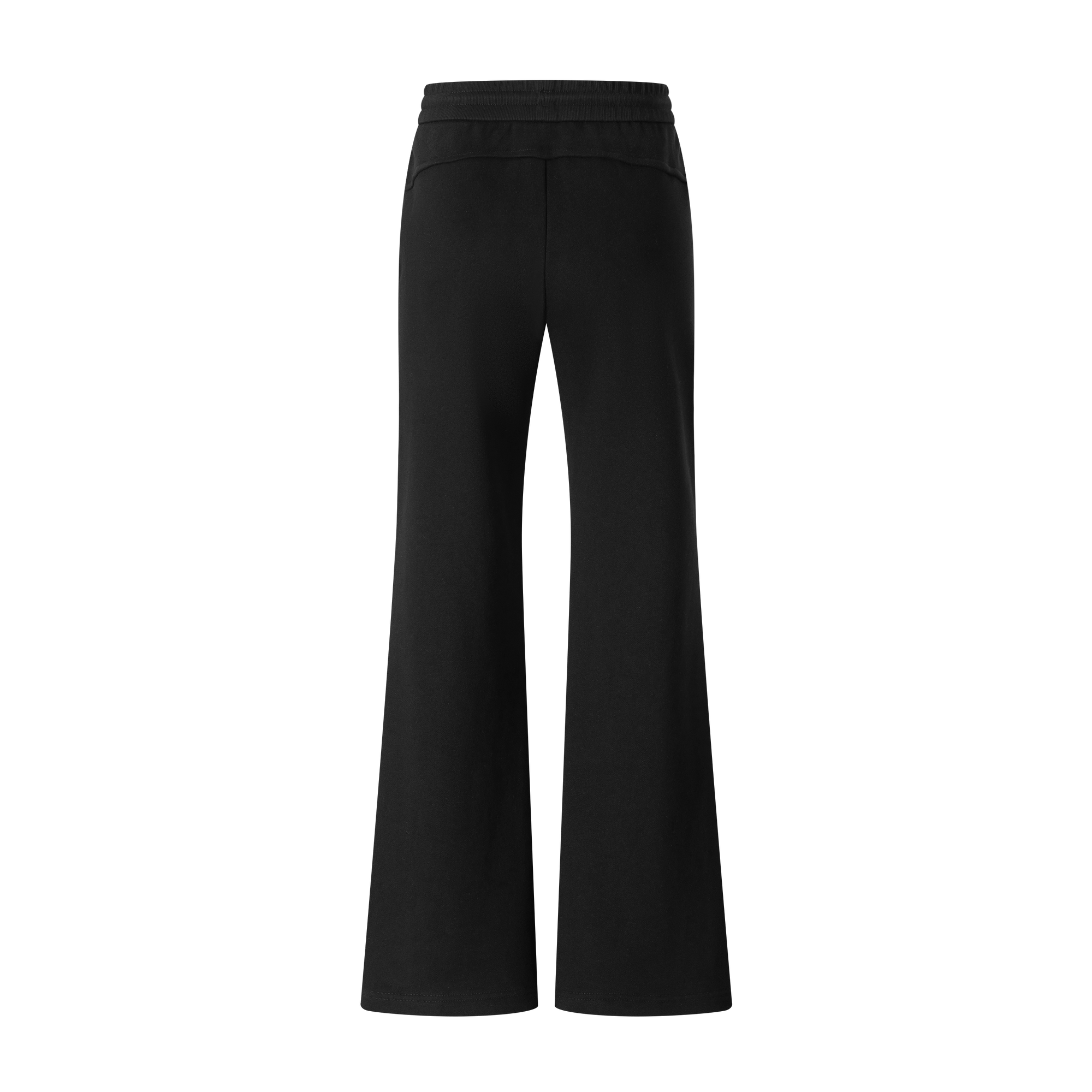 Black Knit Flared Mid-Low Rise Fleece-Lined Casual Sweatpants