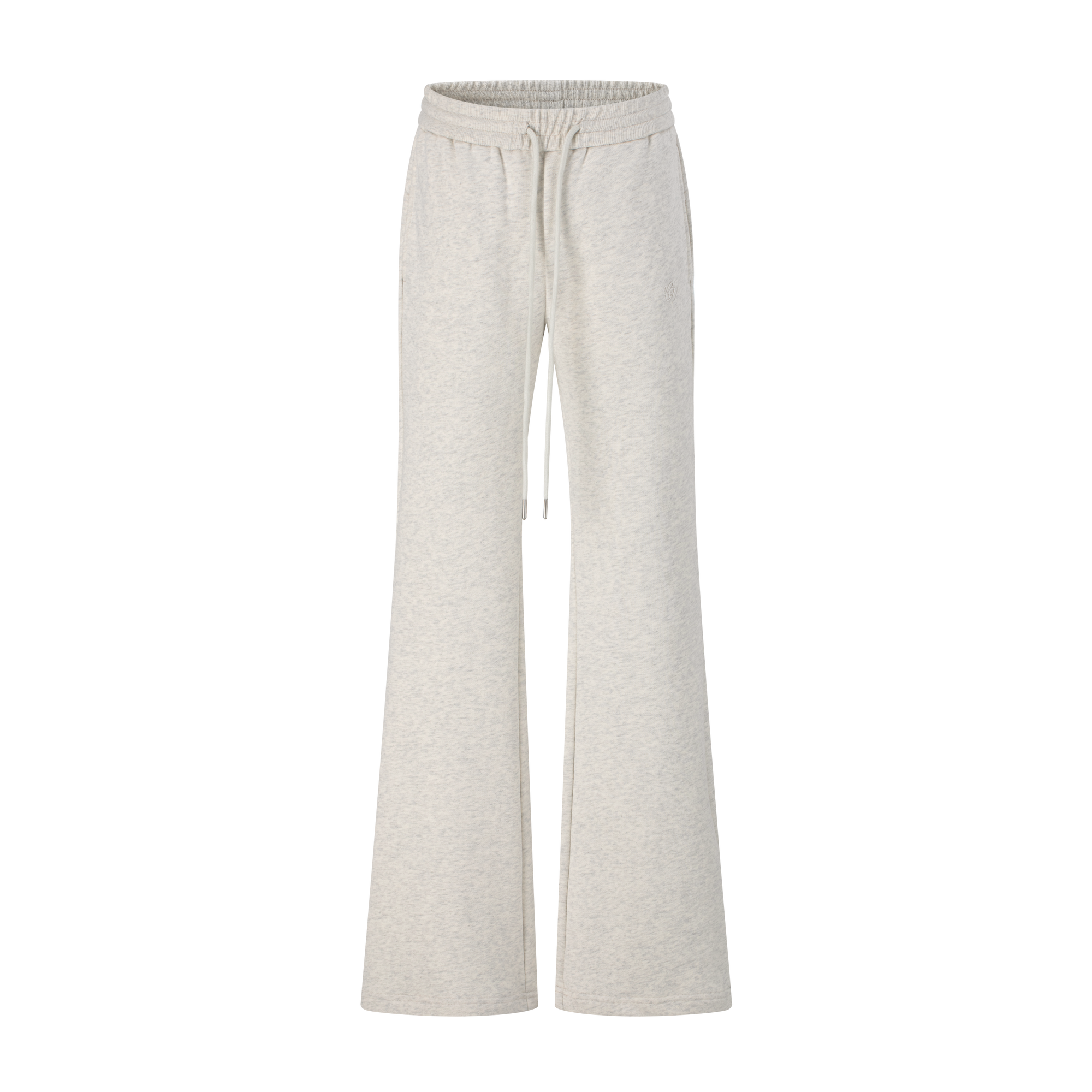 Beige Knitted Flared Mid-Low Rise Fleece-Lined Casual Sweatpants