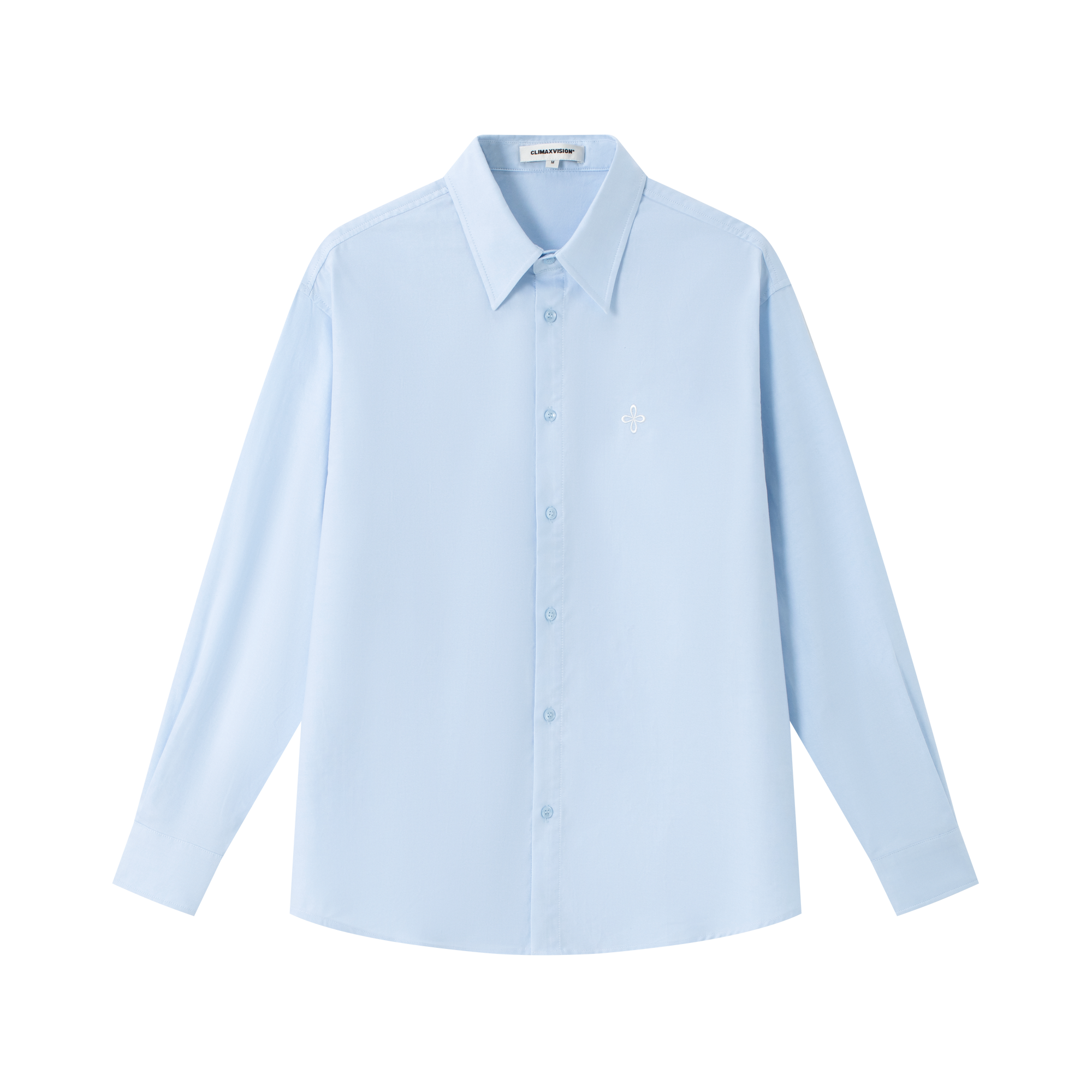 Blue Classic High Count Cotton Oxford Cross Embroidery Shirt