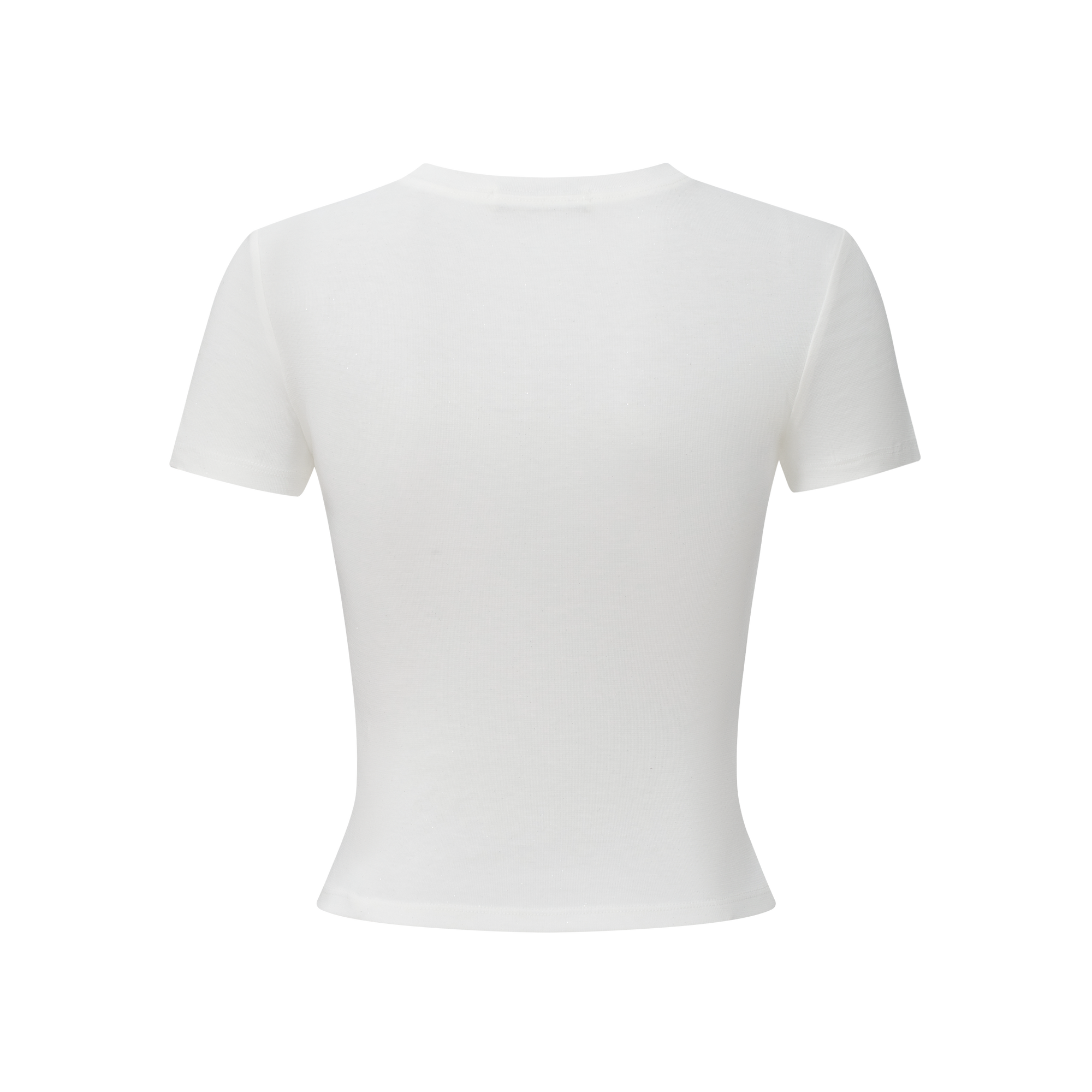 White Cross Flower Rhinestone Crew Neck T-Shirt