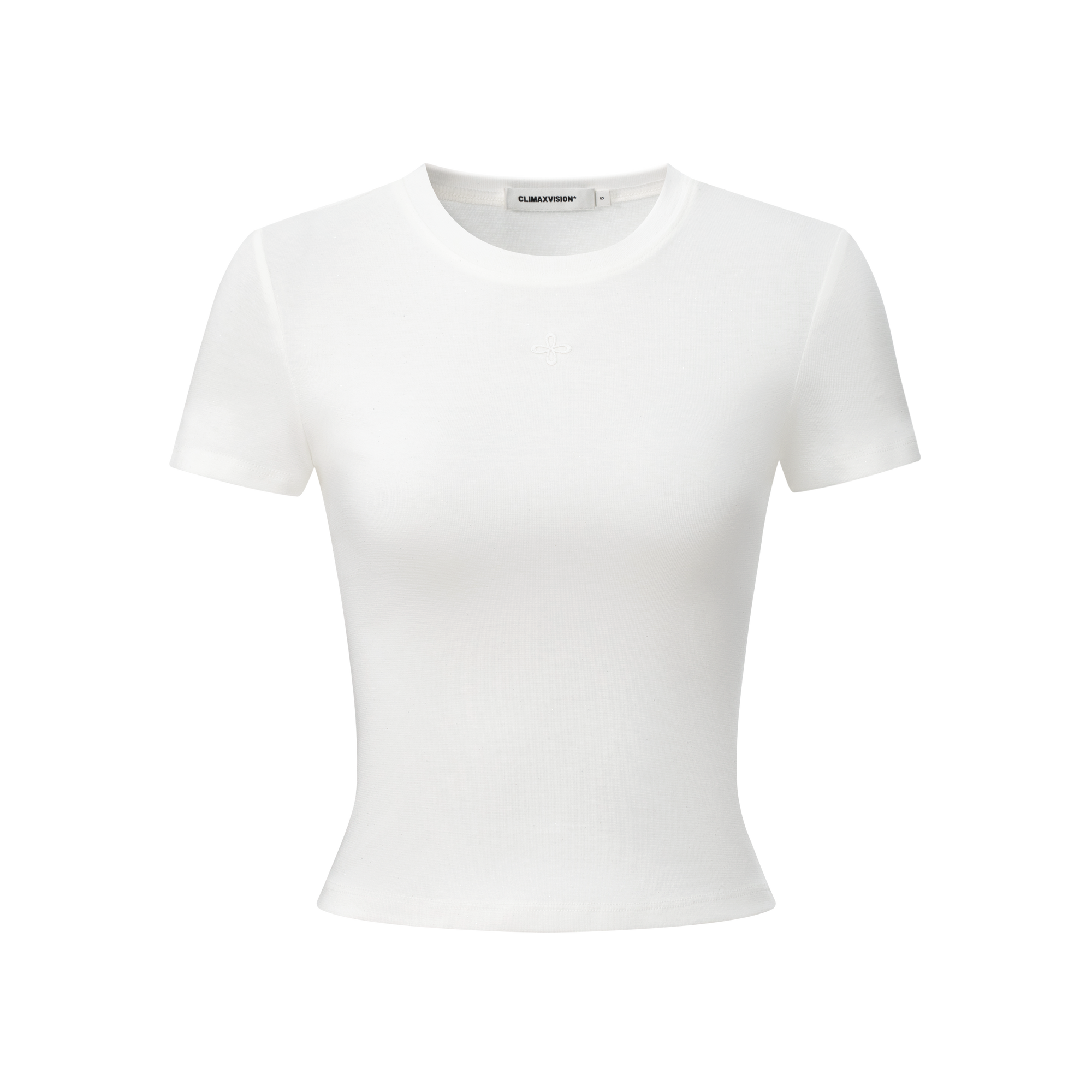 White Cross Flower Rhinestone Crew Neck T-Shirt