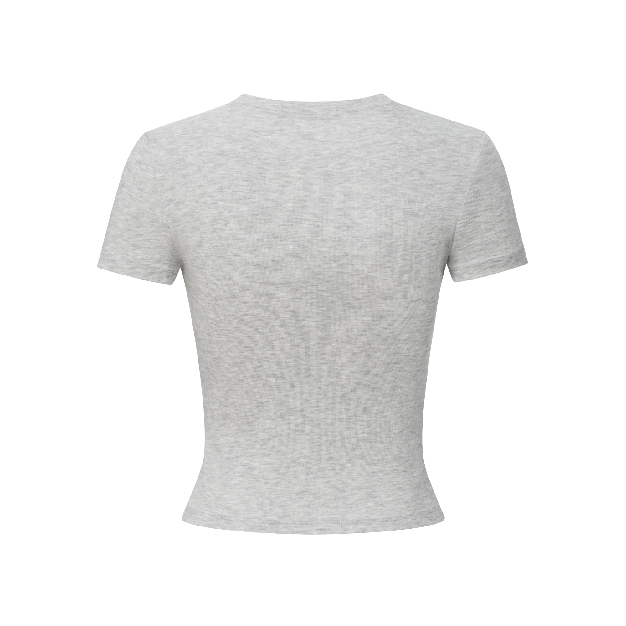 Gray Cross Flower Rhinestone Crew Neck T-Shirt