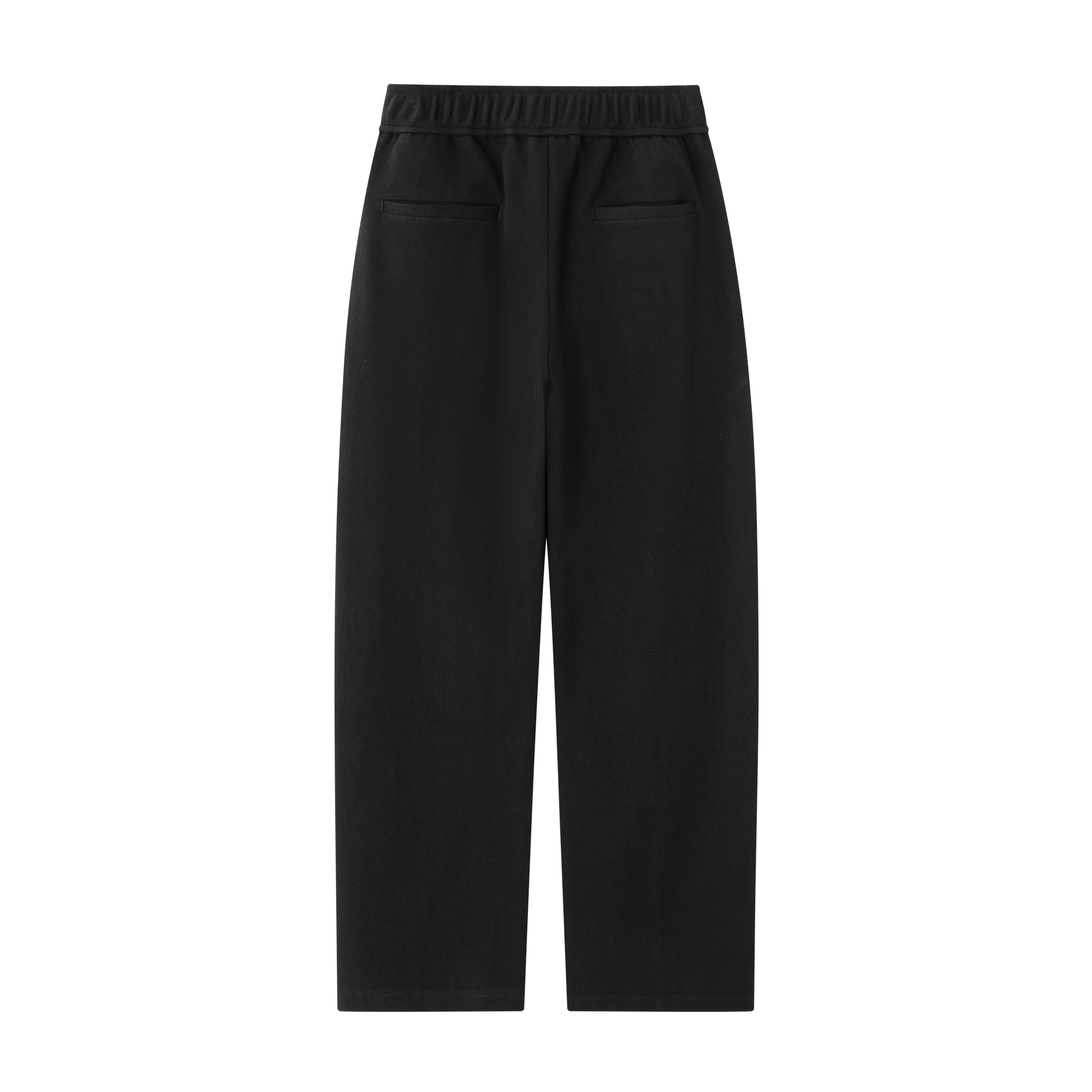 Black Embossed Twill Buckle Casual Tapered Trousers