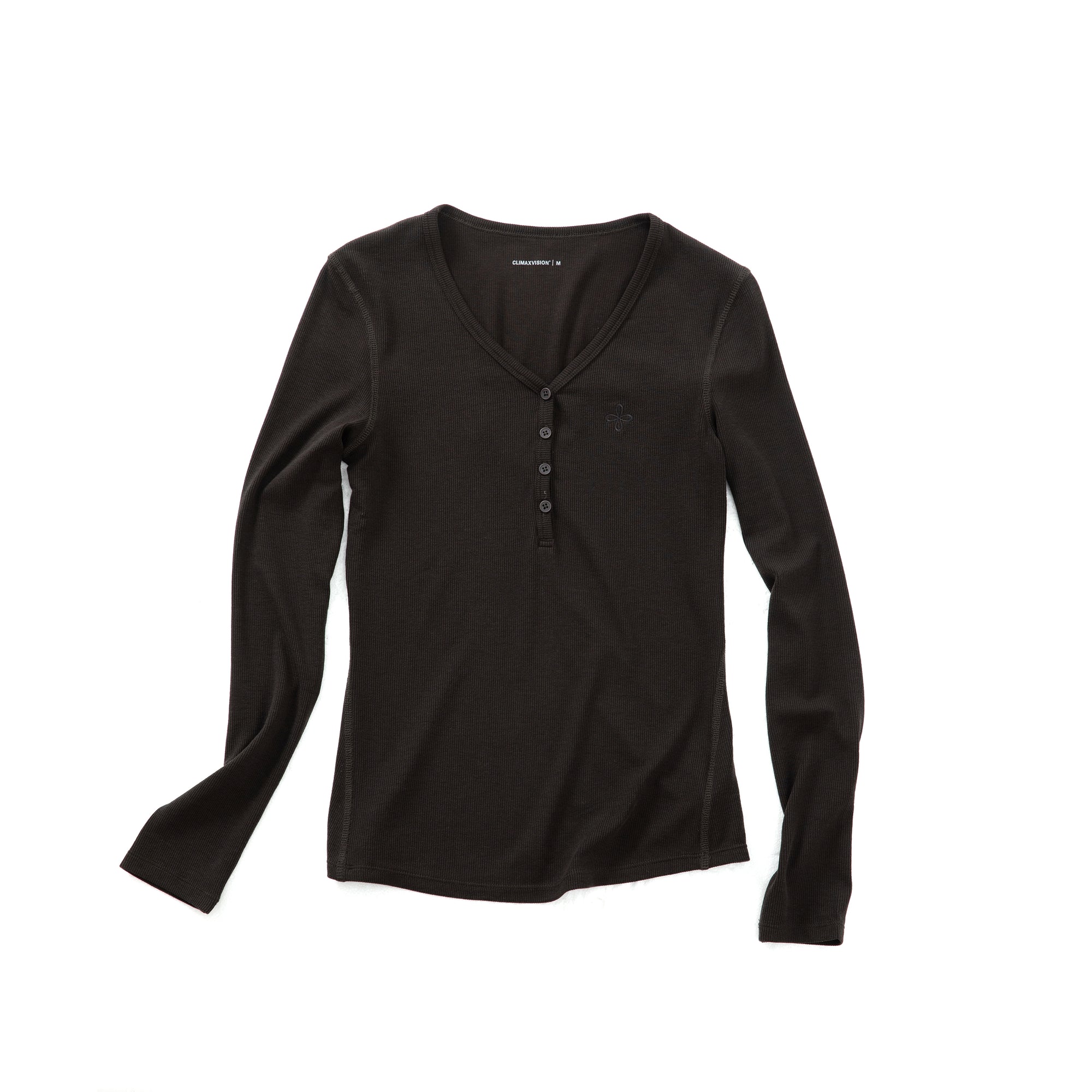 Lyocell V-neck Button Long Sleeve T-shirt In Dark Grey