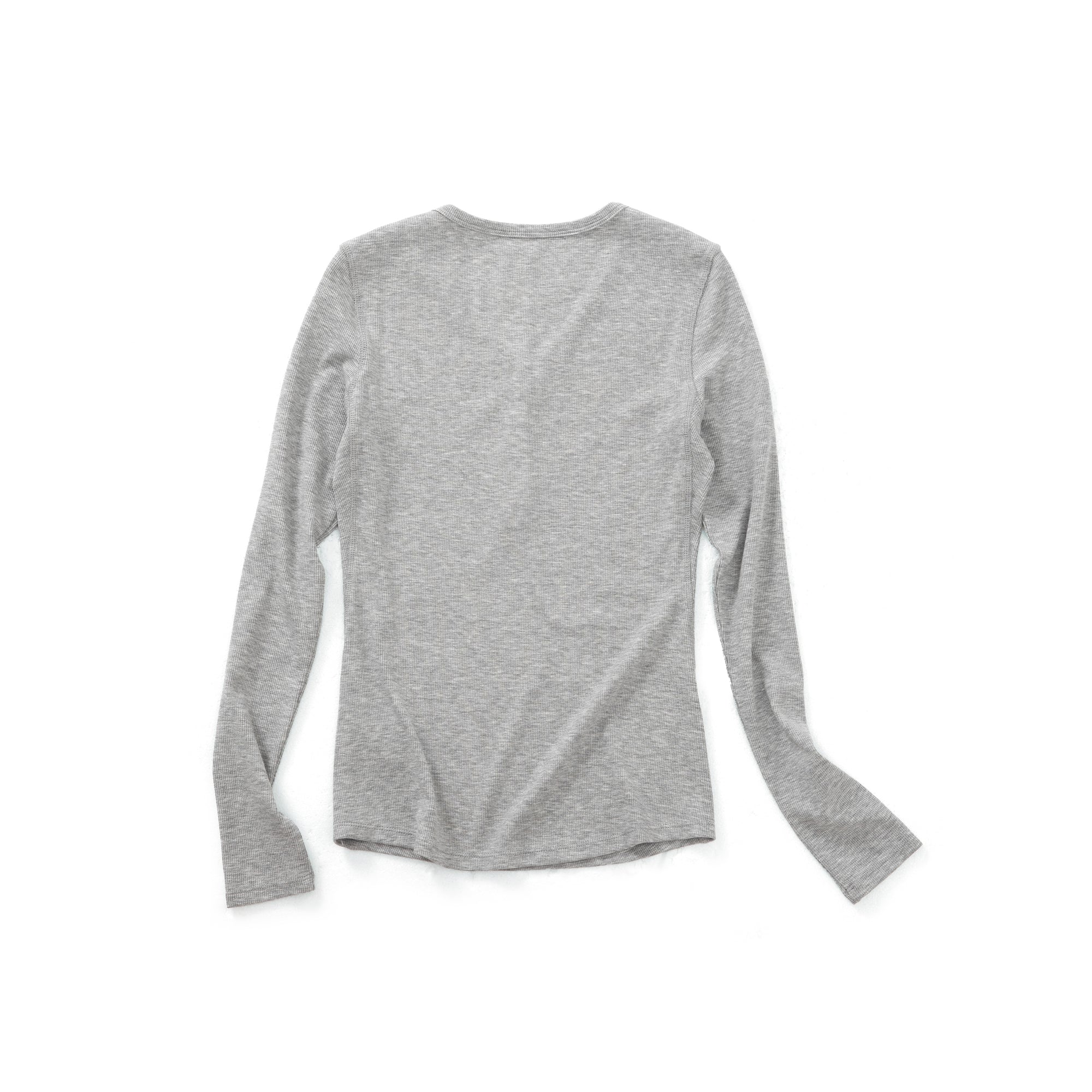 Lyocell V-neck Button Long Sleeve T-shirt In Grey