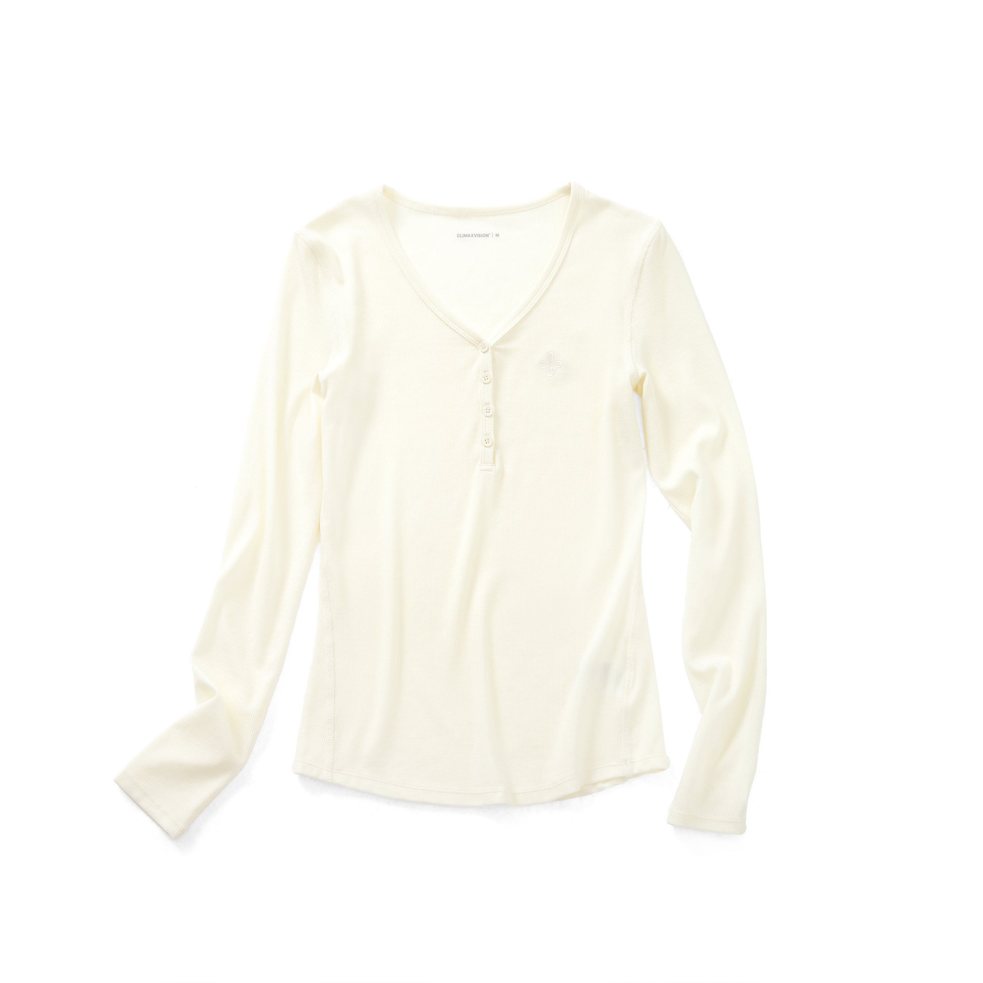 Lyocell V-neck Button Long Sleeve T-shirt In Beige