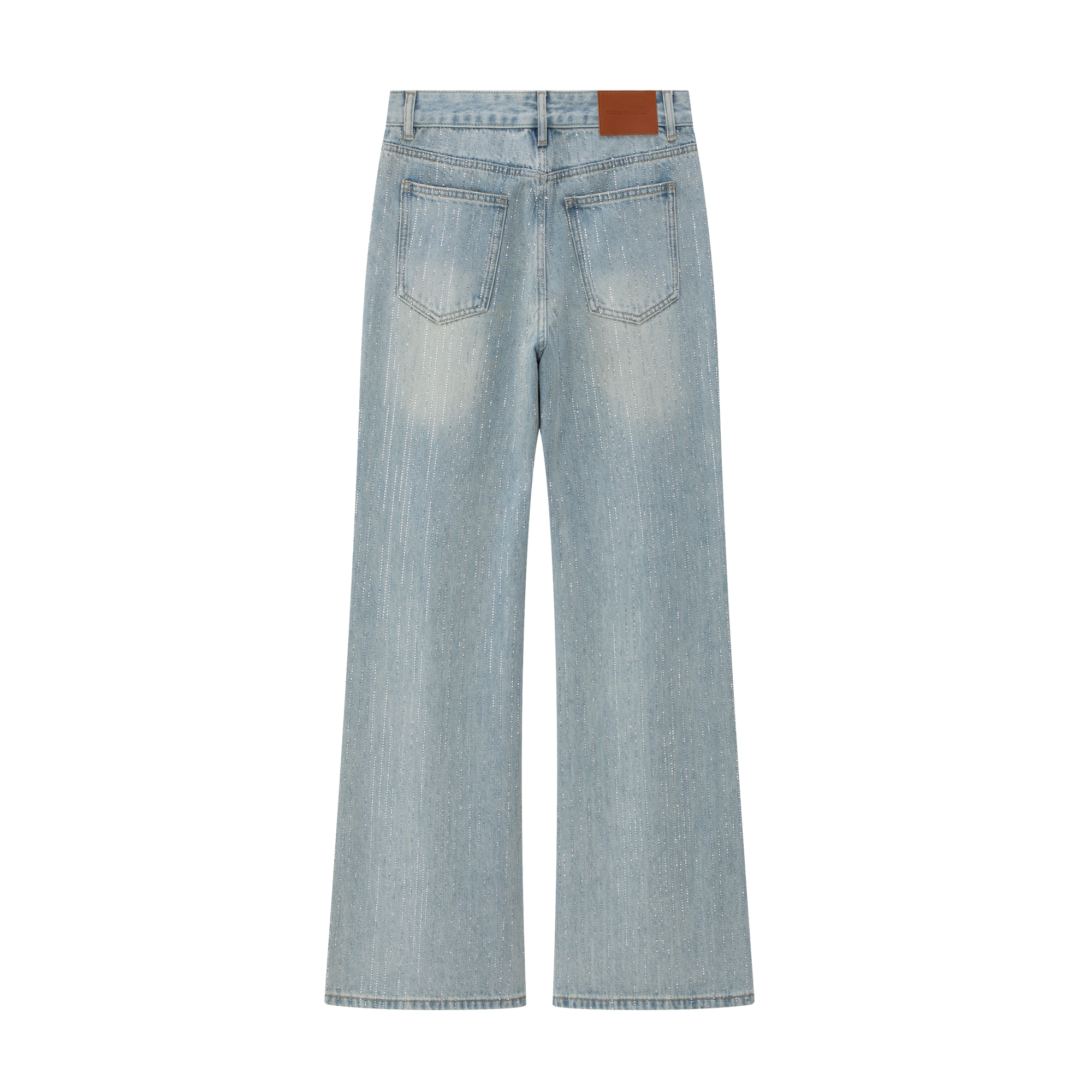 Light Blue Rhinestone Mid-Low Rise Jeans