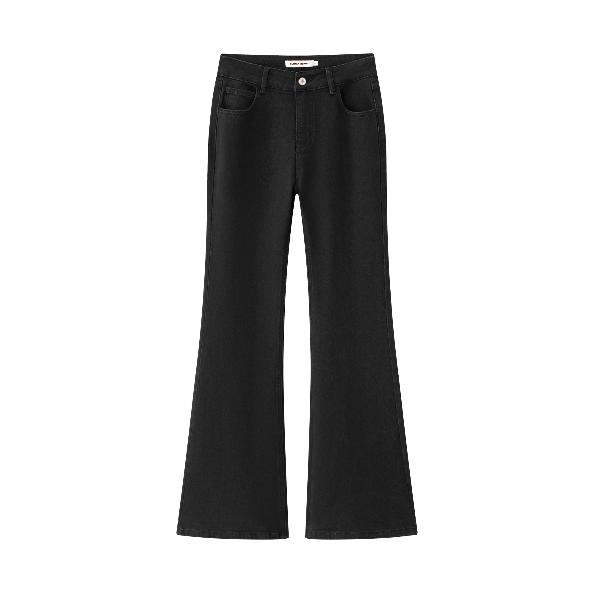 Black Mid-Rise Slightly Flared Stretch Jeans