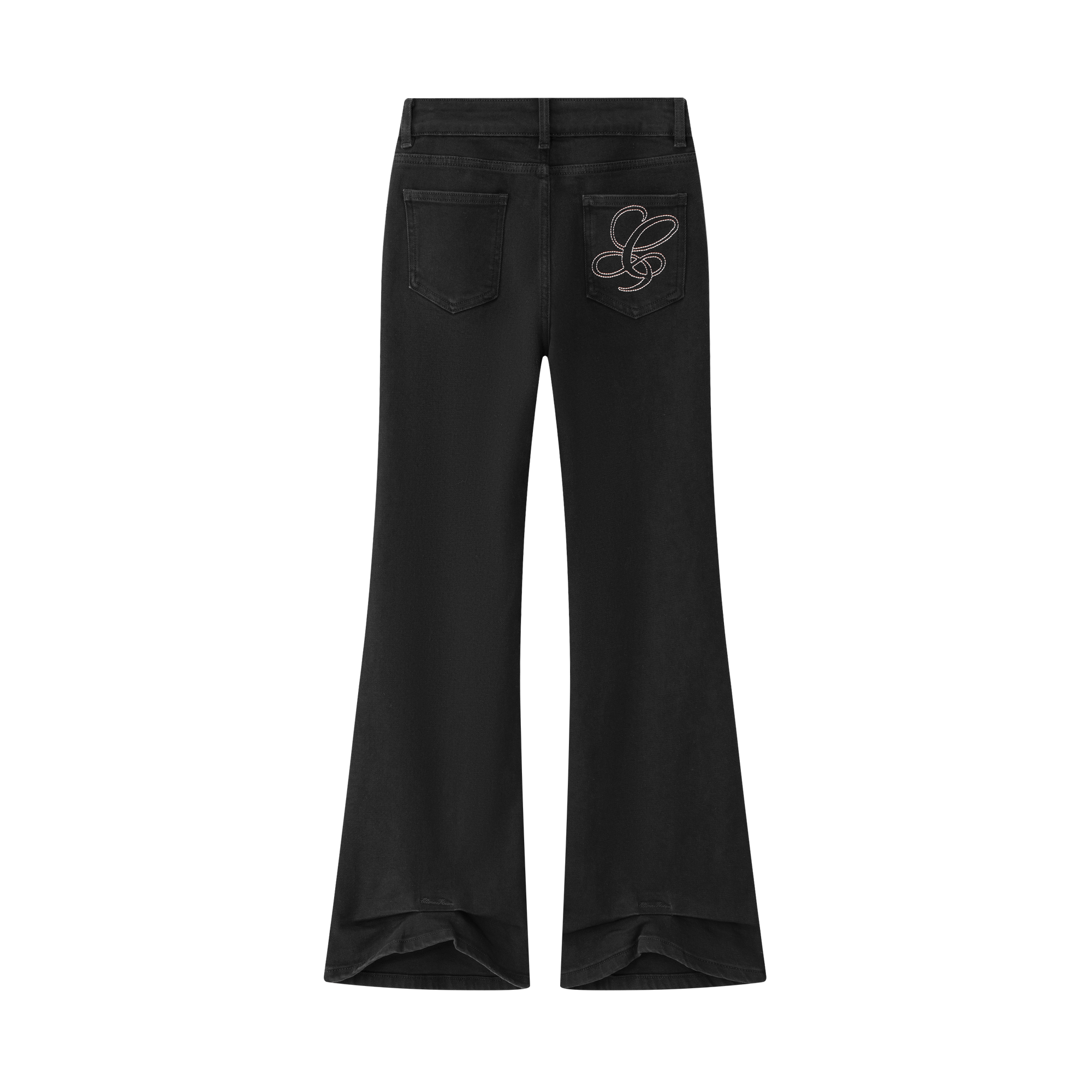 Black Mid-Rise Slightly Flared Stretch Jeans