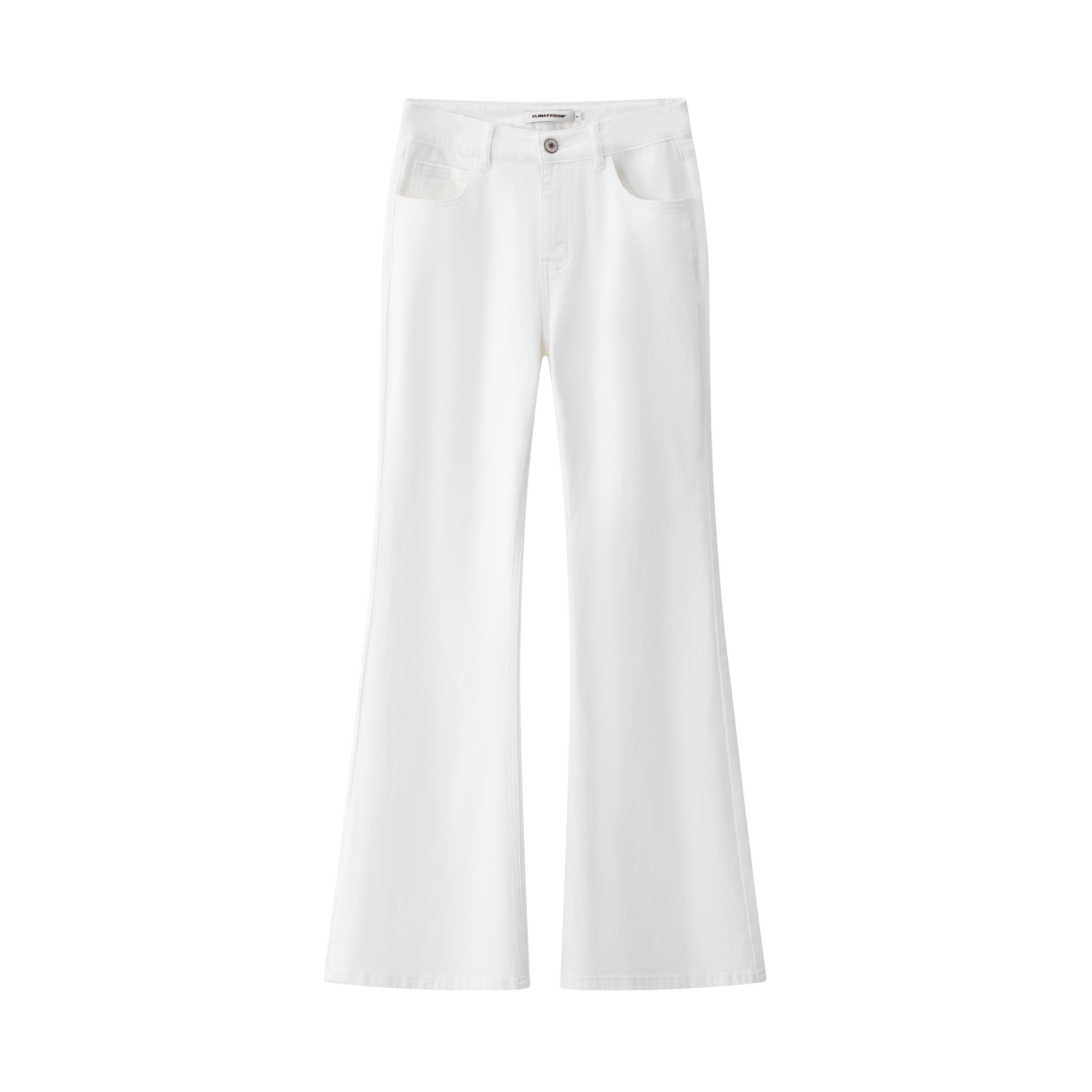 White Mid-Rise Slightly Flared Stretch Jeans