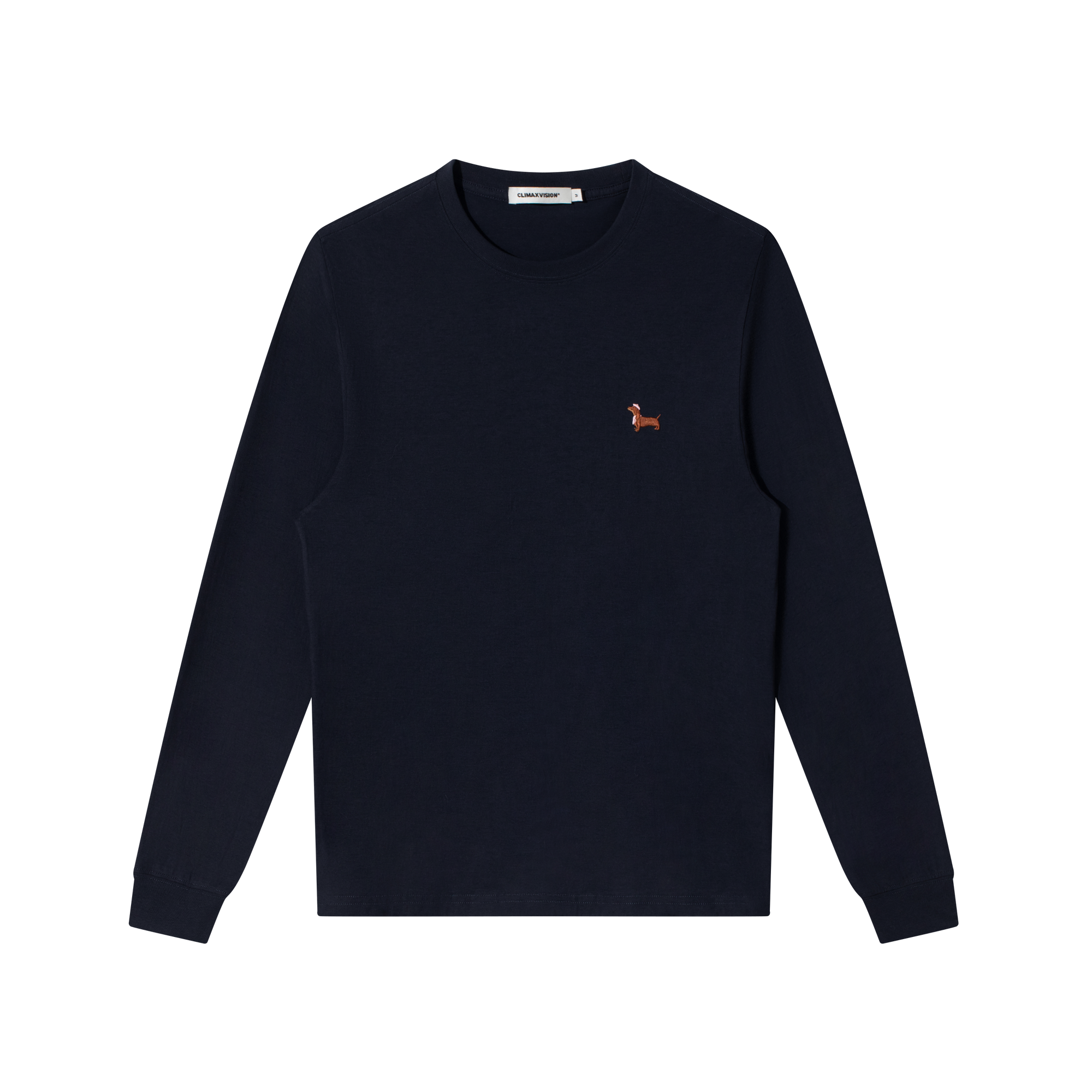 Navy Blue Strong Twist Cotton Puppy Embroidered Long Sleeves