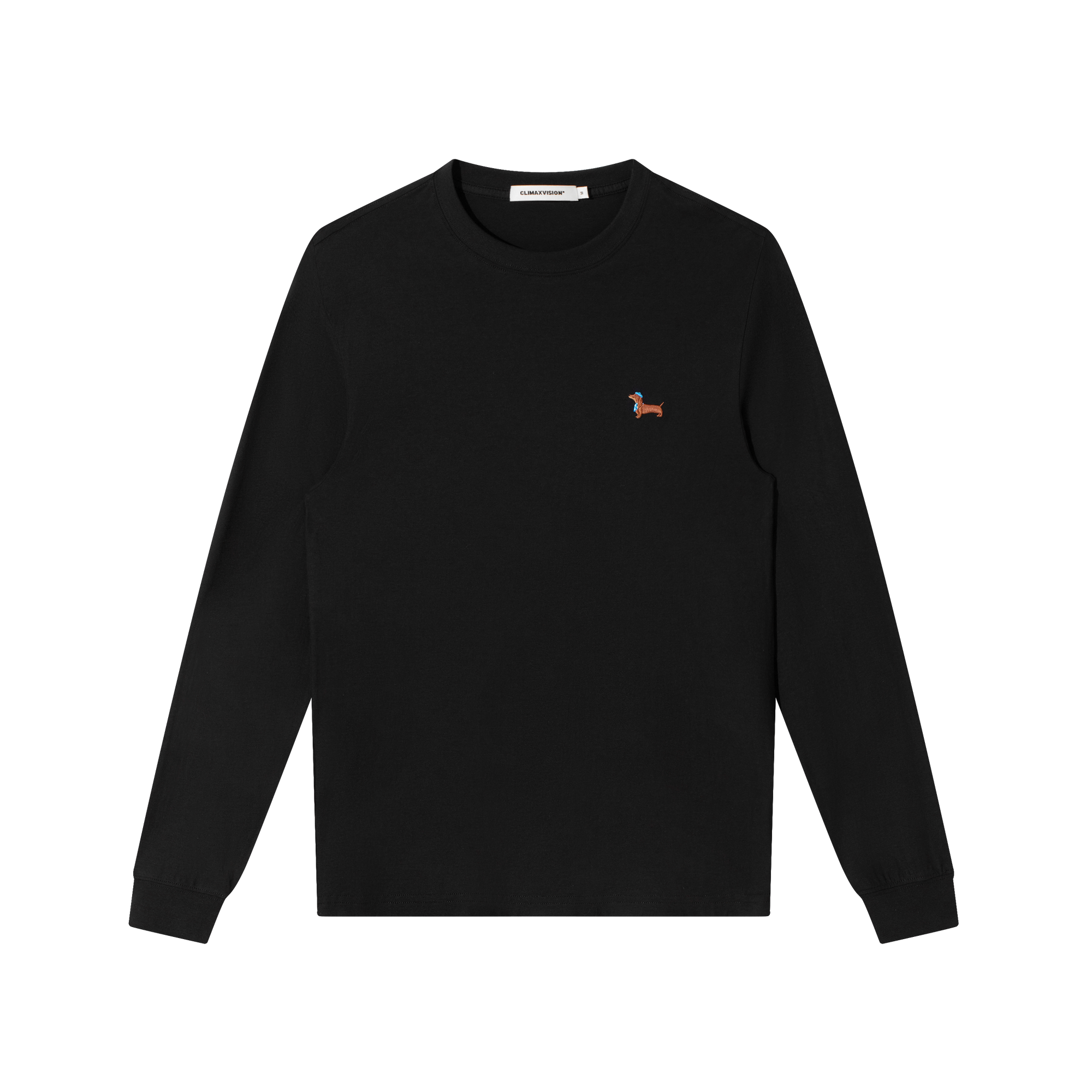 Black Strong Twist Cotton Puppy Embroidery Long Sleeves