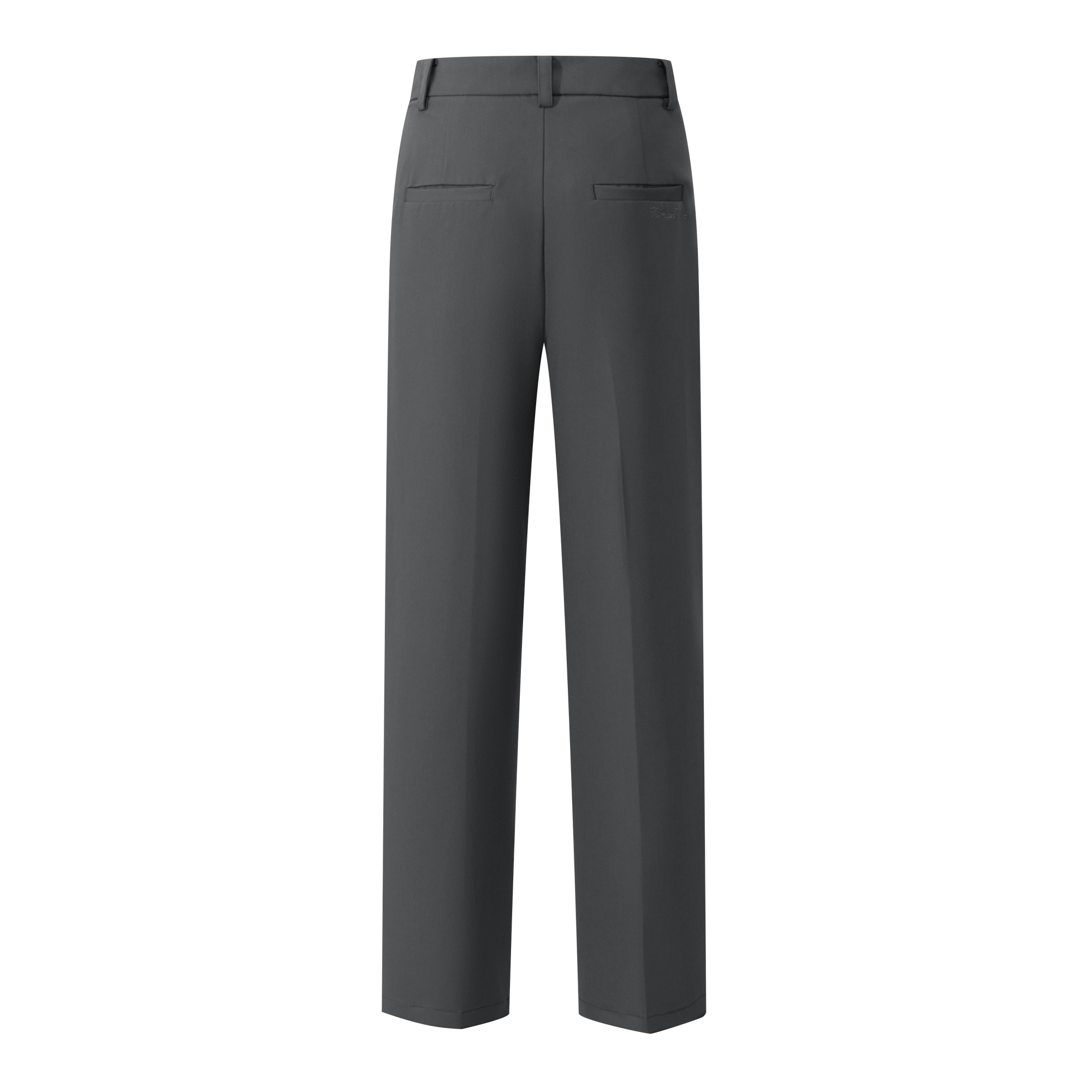 Dark Grey High Waist Straight Trousers