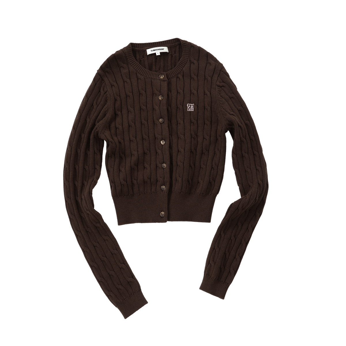 Brown 3D Cable Knit Linen Cardigan
