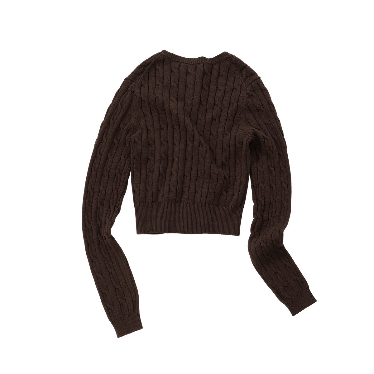 Brown 3D Cable Knit Linen Cardigan