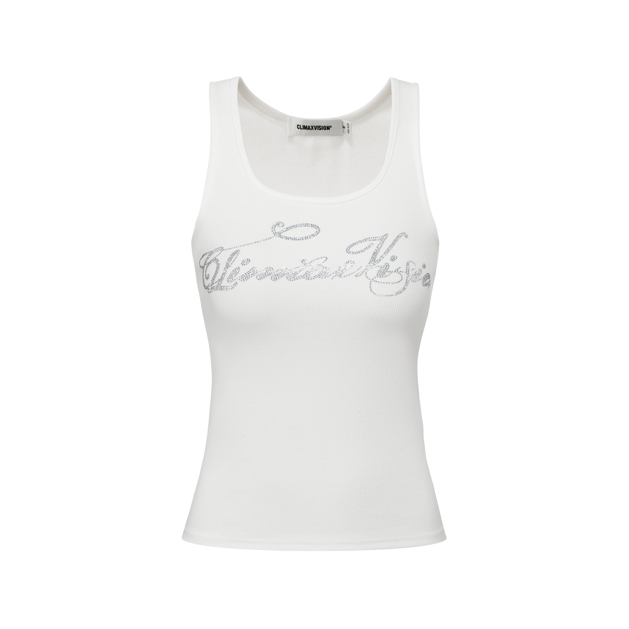 White rhinestone U-neck vest