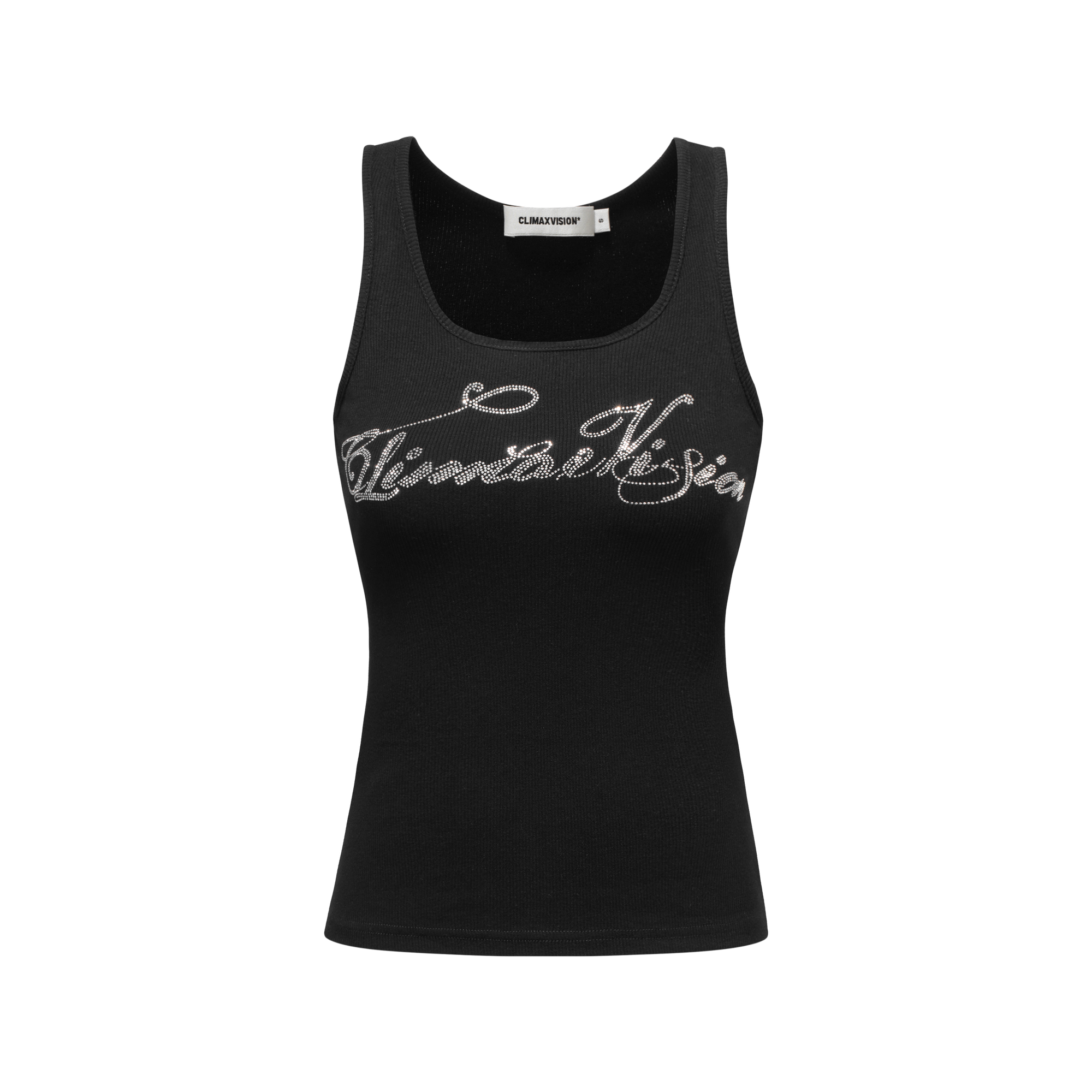 Black rhinestone U-neck vest