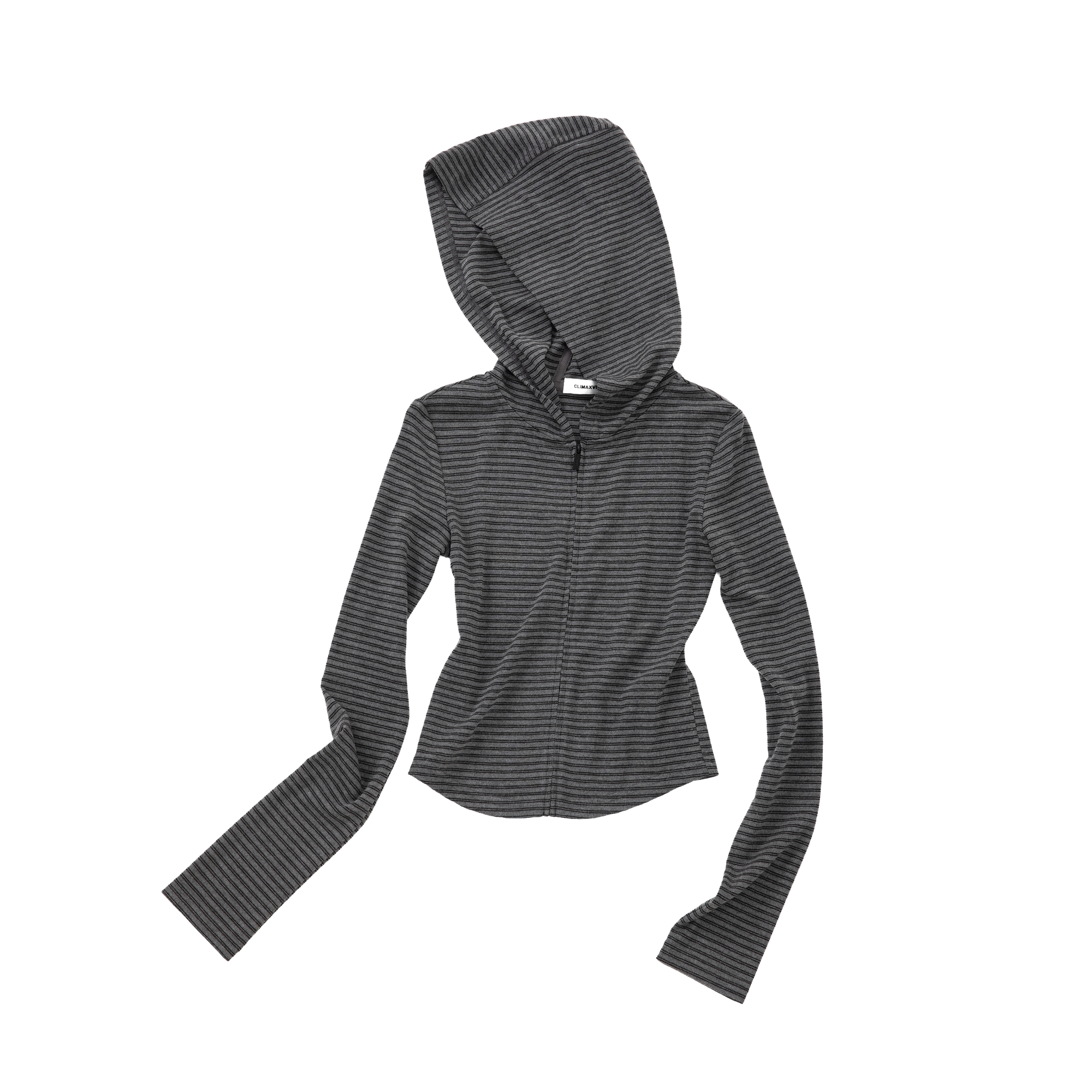 Black And Grey Striped Slim Fit Hooded Sweatshirt