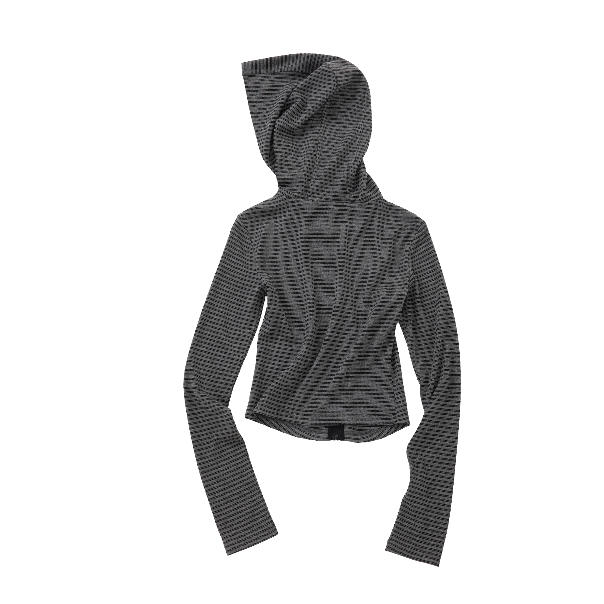 Black And Grey Striped Slim Fit Hooded Sweatshirt