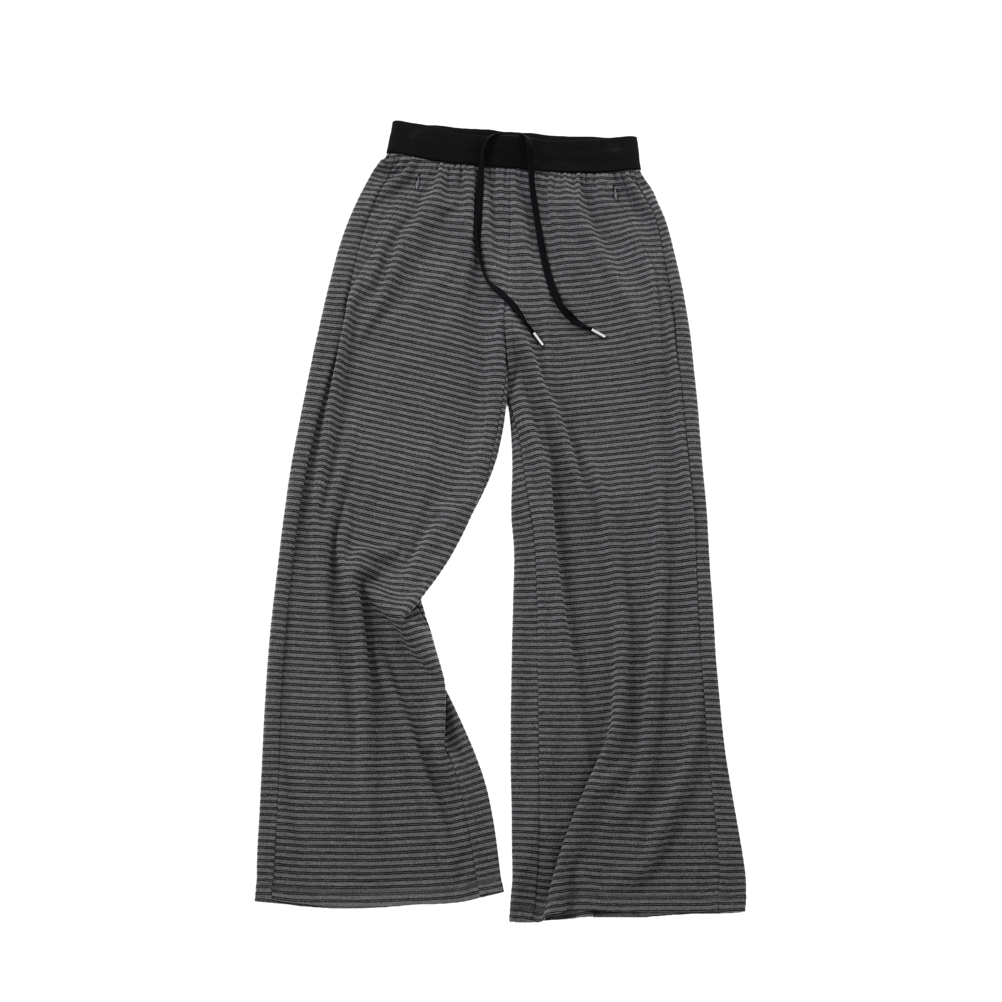 Black and Grey Striped Flowy Casual Trousers