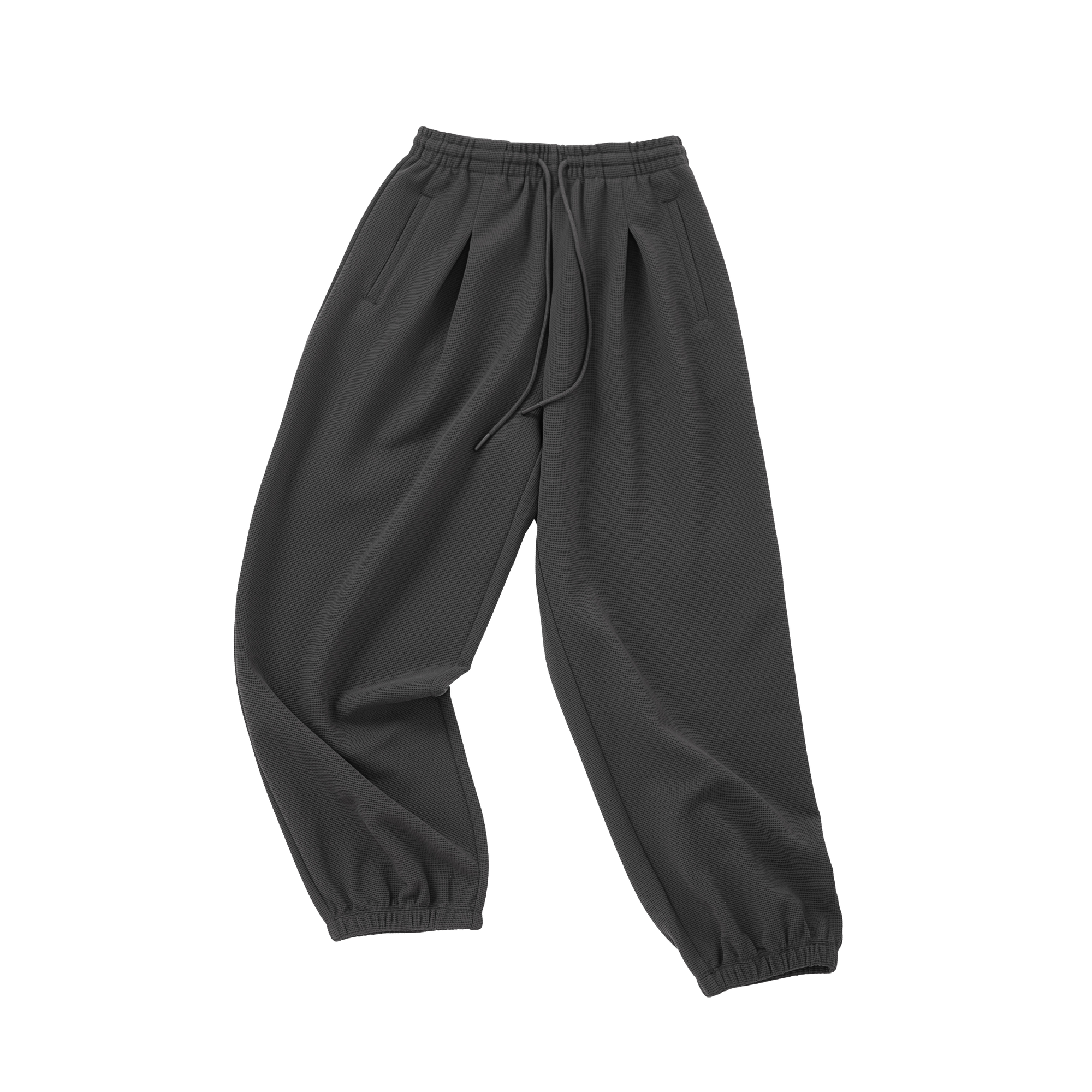 Grey Lazy Waffle Knit Set Jogger Pants
