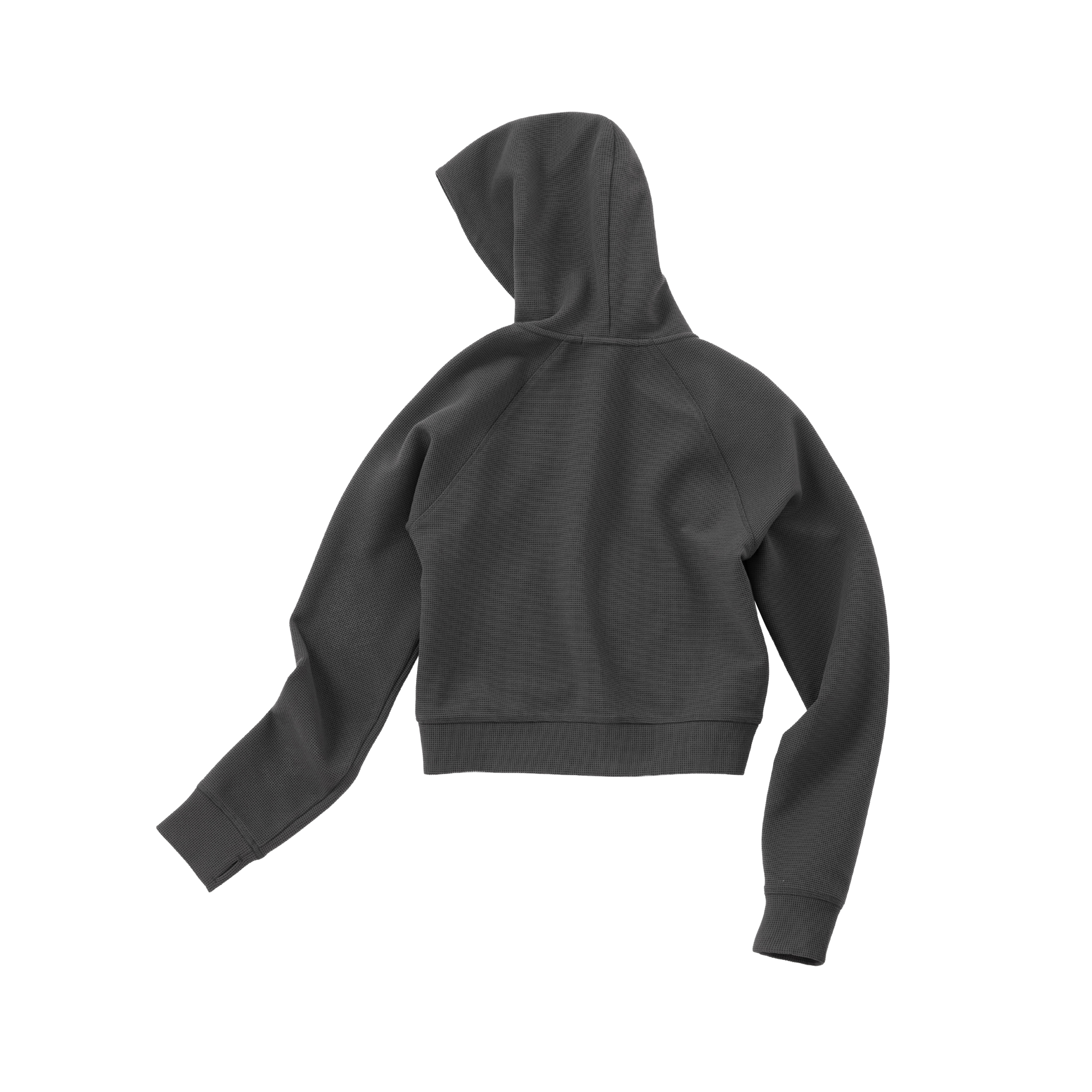 Grey Lazy Waffle Knit Set Short Hoodie