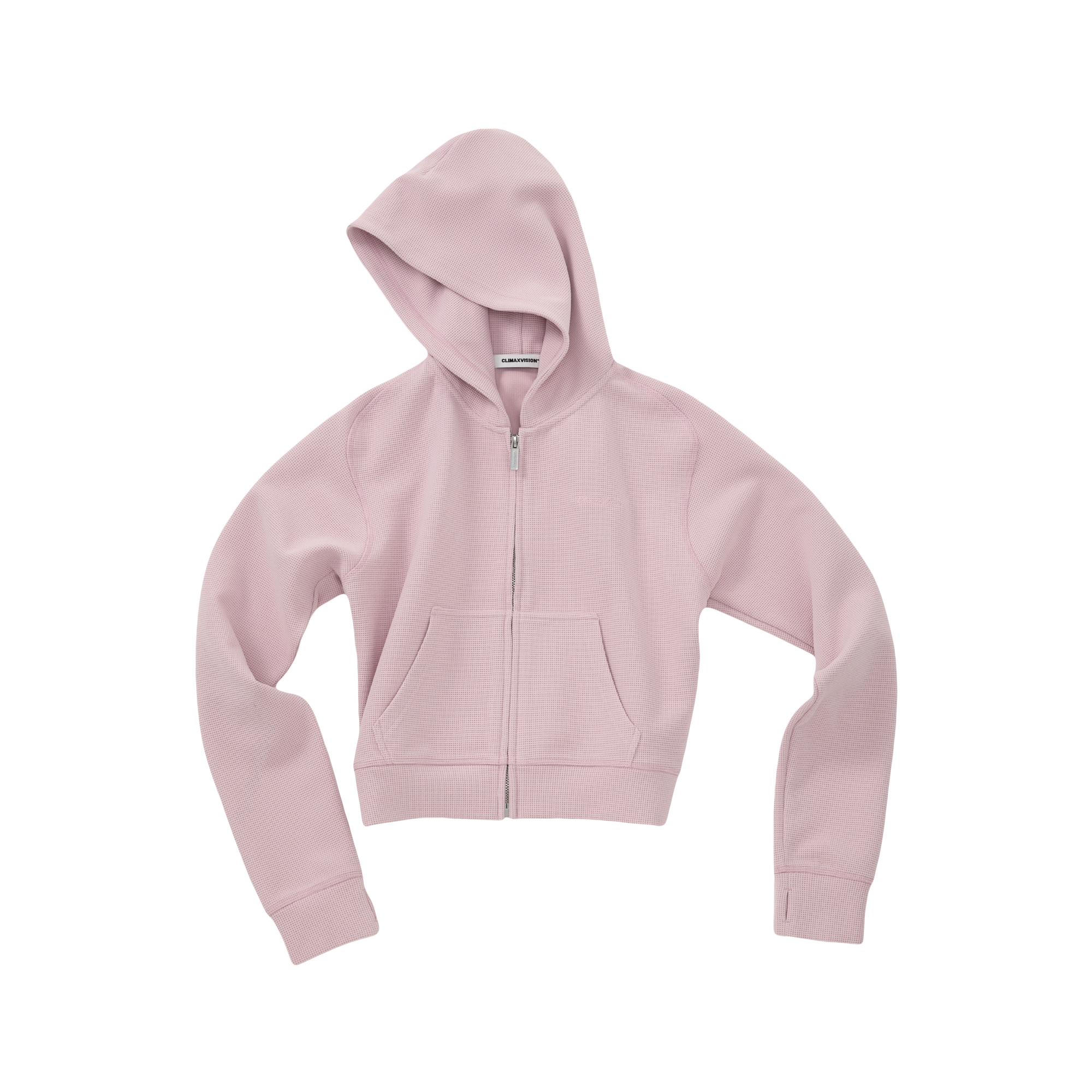 Pink Lazy Waffle Knit Set Short Hoodie