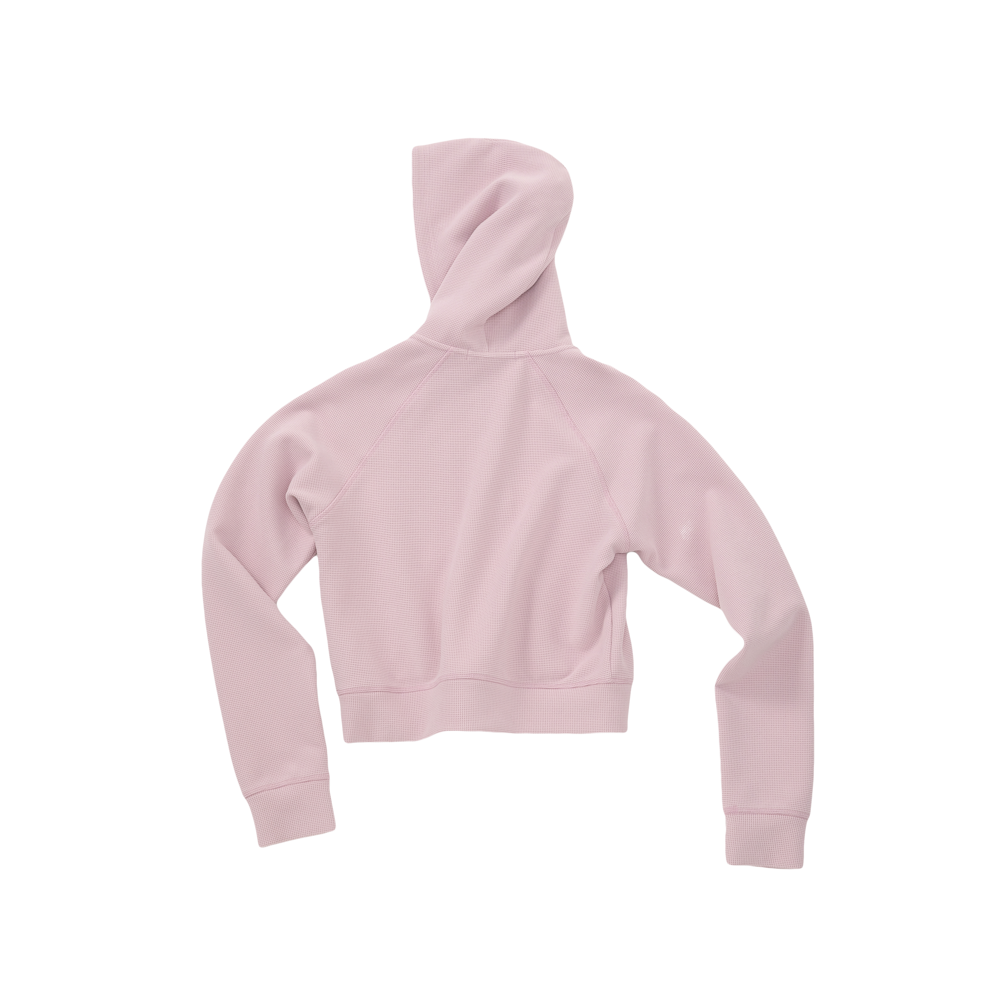 Pink Lazy Waffle Knit Set Short Hoodie