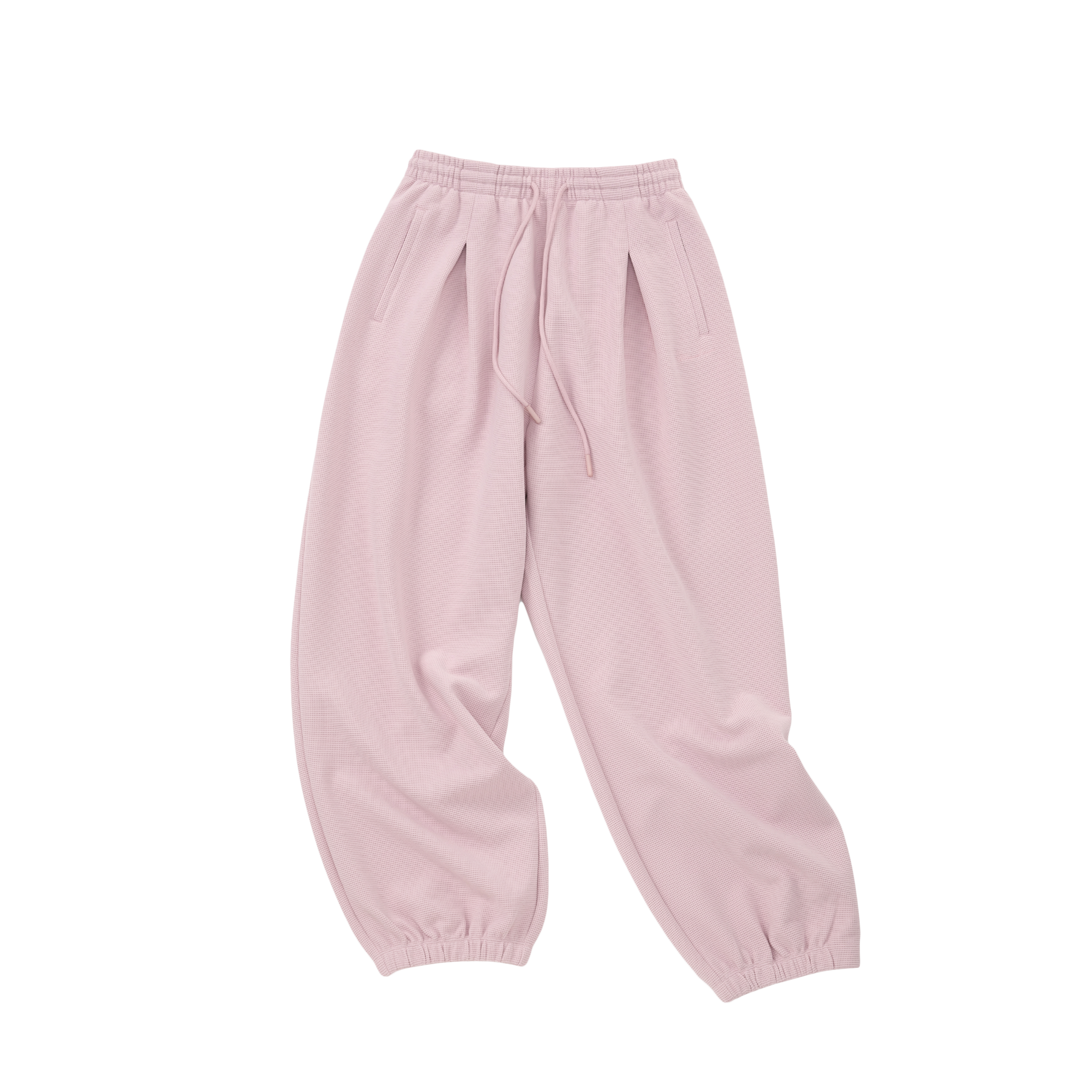 Pink Lazy Waffle Knit Set Jogger Pants