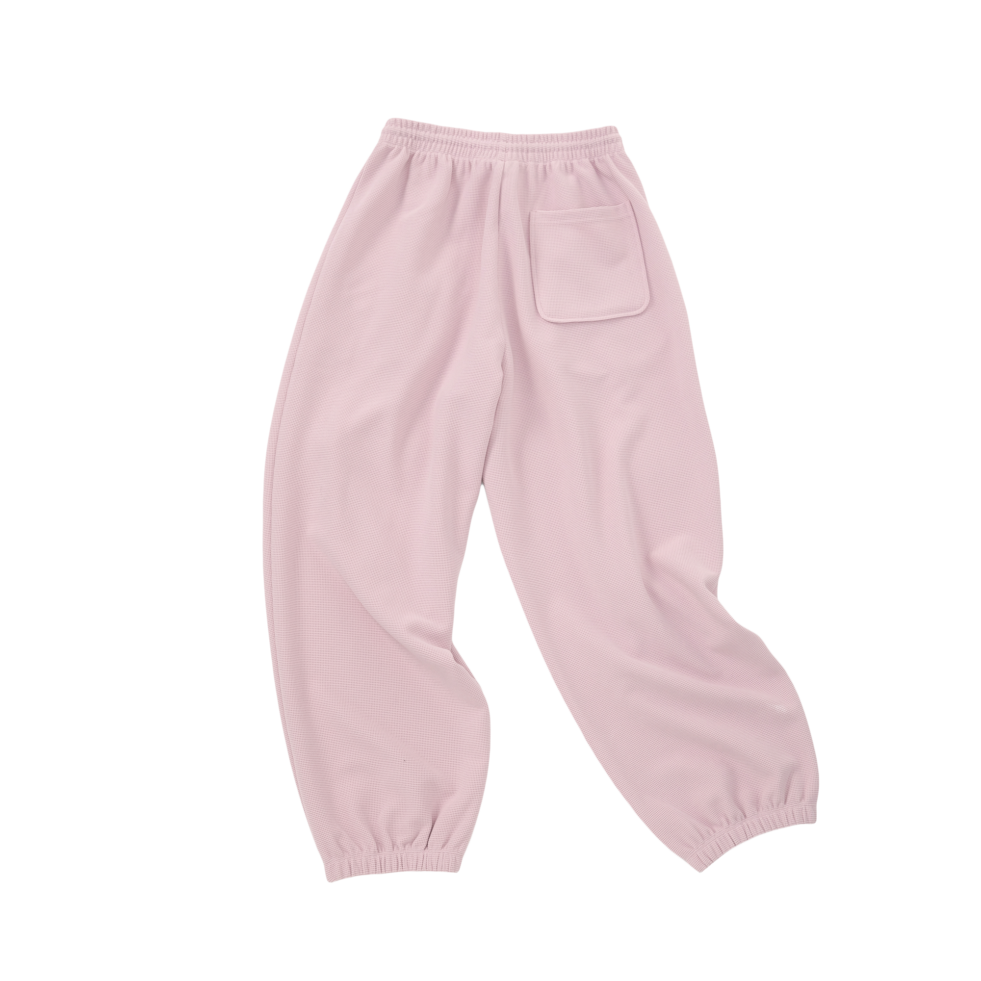 Pink Lazy Waffle Knit Set Jogger Pants