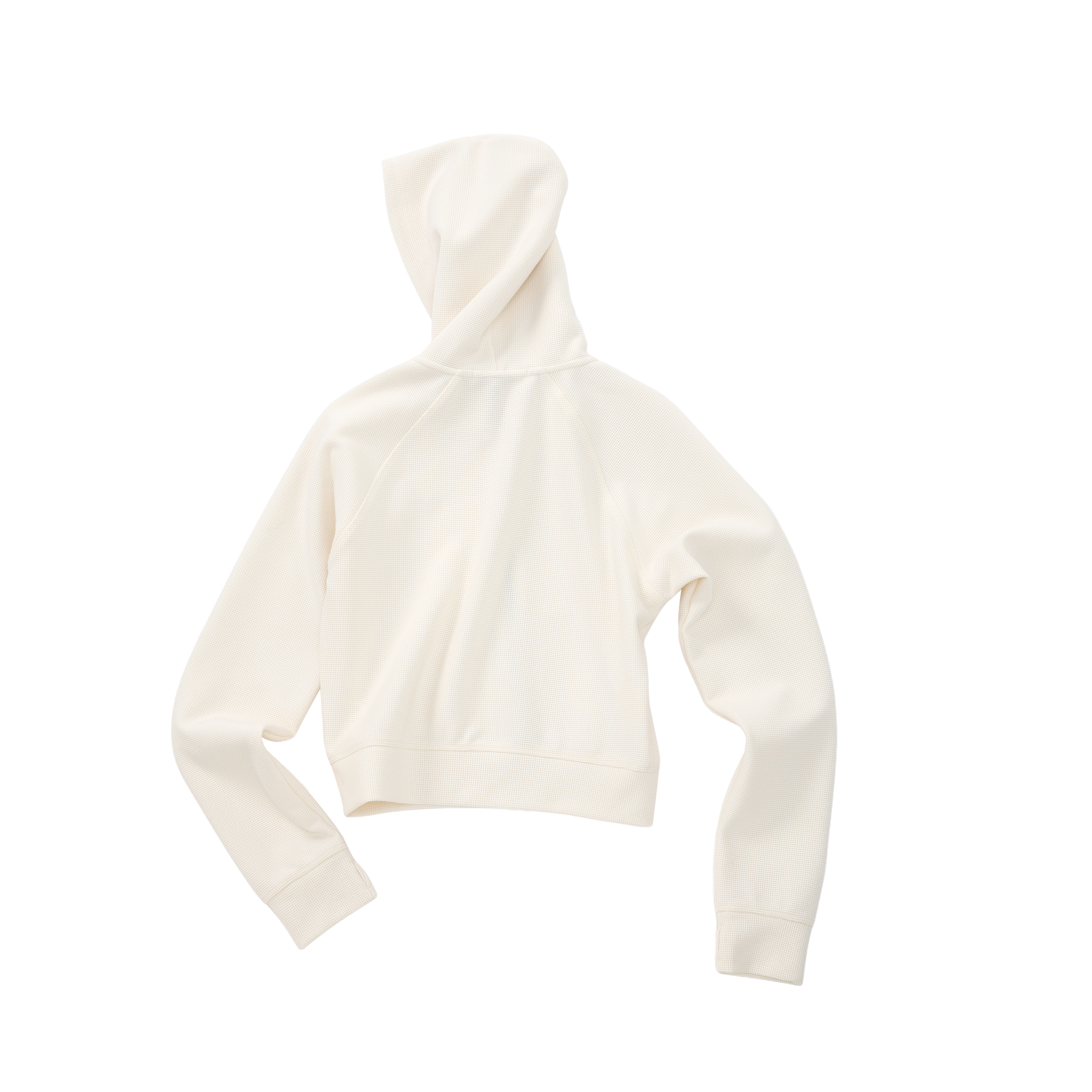 Beige Lazy Waffle Knit Set Short Hoodie 