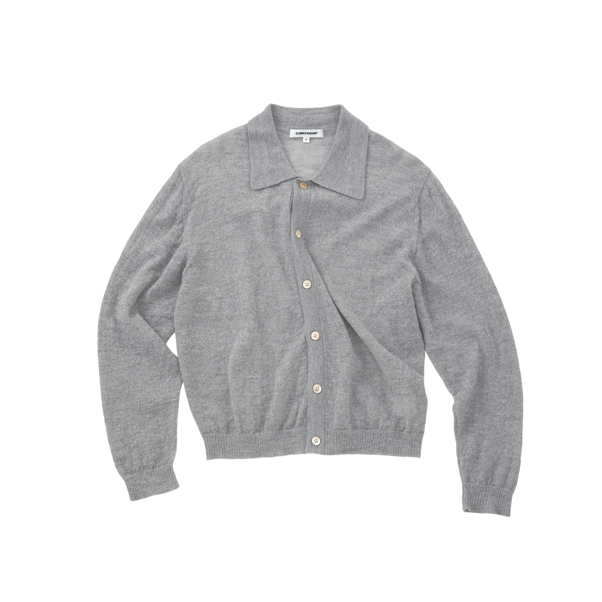 Grey Wool Blend Collared Sweater