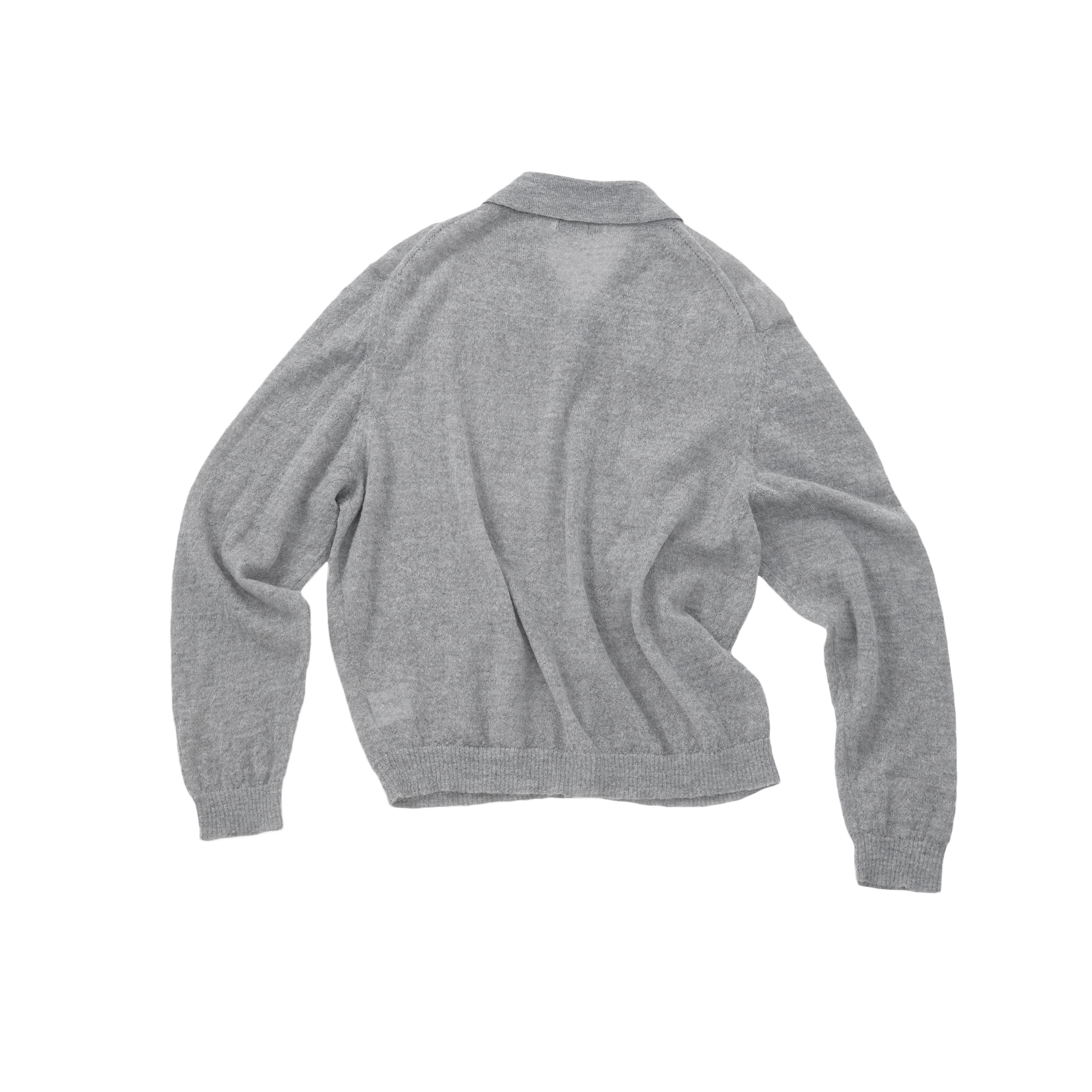 Grey Wool Blend Collared Sweater