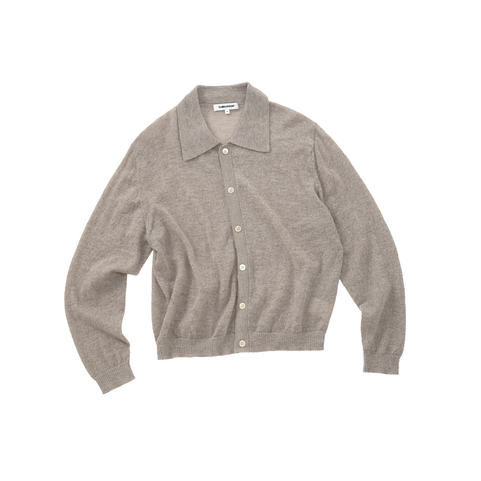 Khaki Wool Blend Collared Sweater